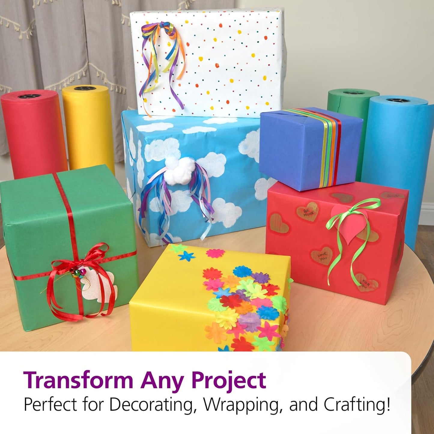 Colorations Arts and Crafts Paper Roll - 36" x 1000', Pink, Dual Surface, Markers, Finger Paints, Painting, Watercolors, Acrylic Paints, Wall Art, Bulletin Board Paper, Kids Crafts (Item # DSPK)