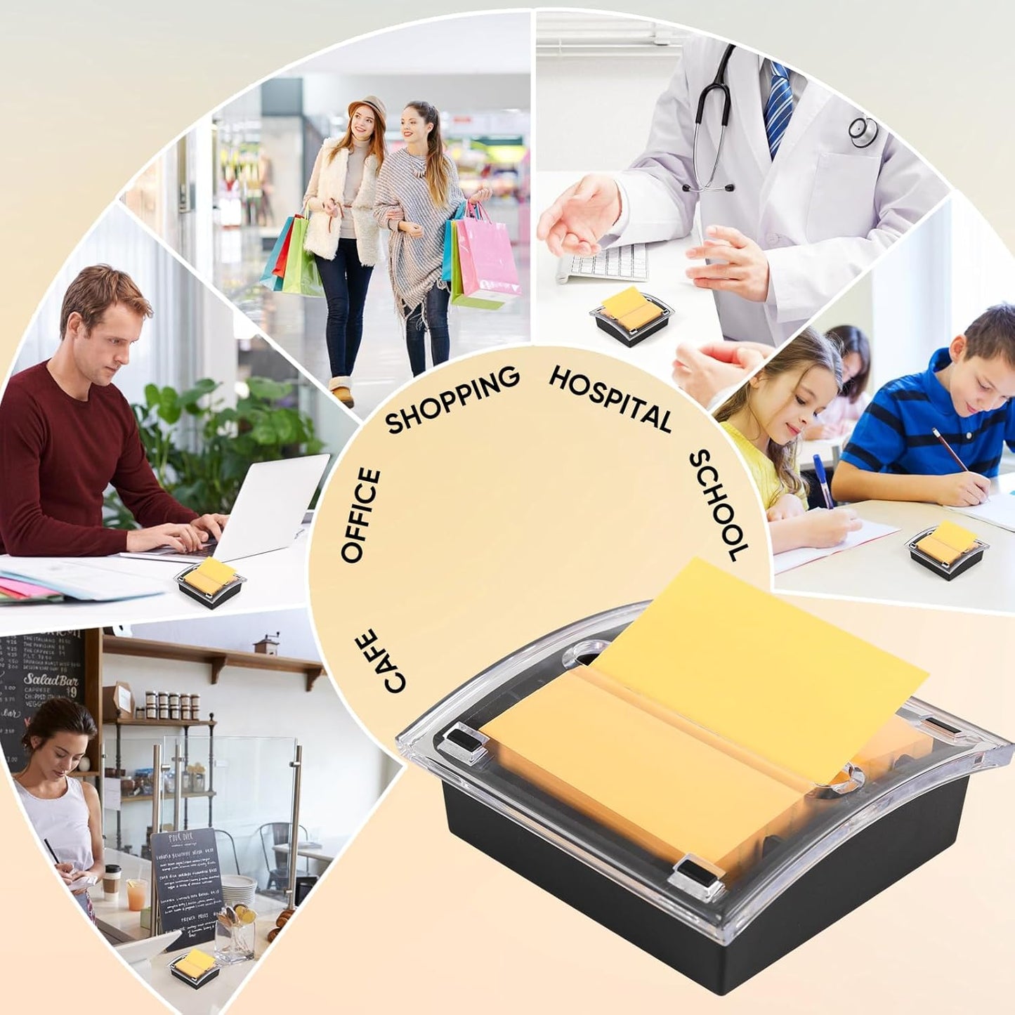 4 Pcs Pop Up Note Dispenser,Sticky Note Holder ,3 x 3 Inch,Clear Top and Black Base Sticky Notes Dispenser for School Office Home Store Classroom Desk Supplies