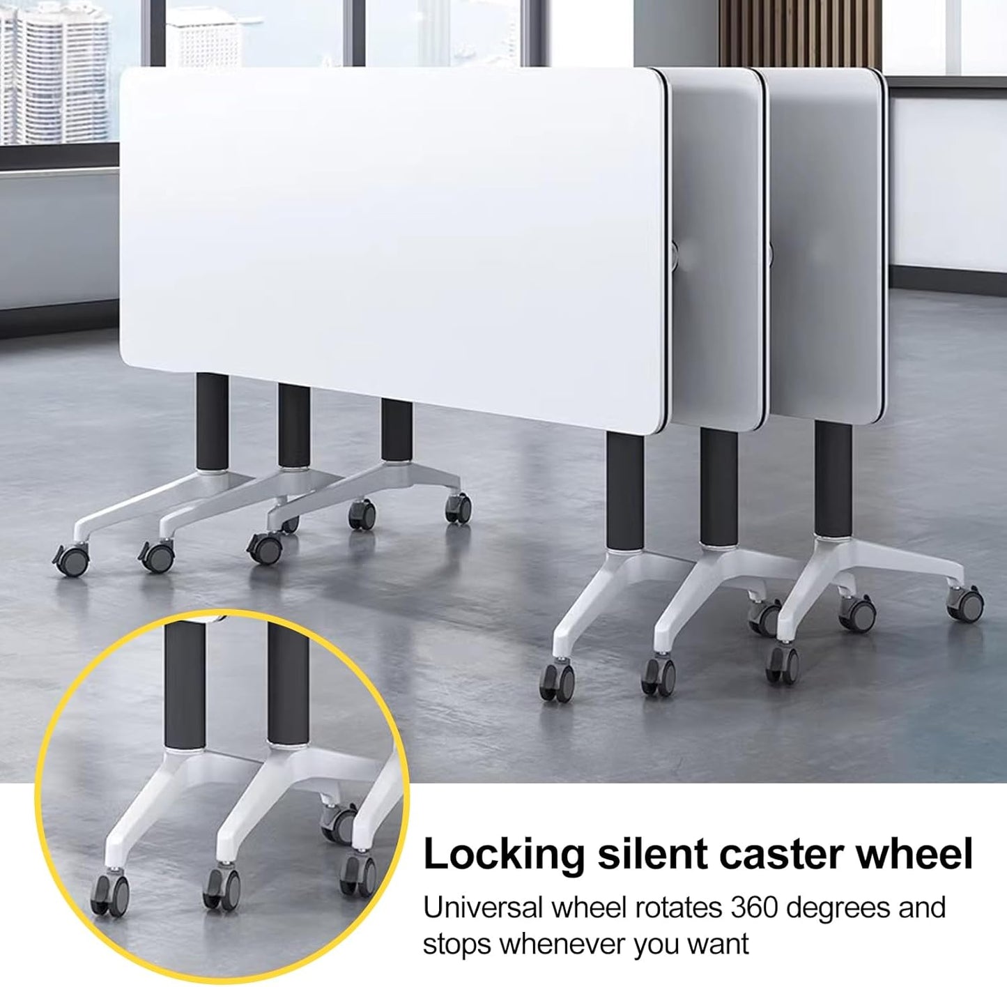 Conference Room Table with Flip-Top Design for Dynamic Meetings, Business Table Computer Desk with Heavy-Duty Frame,Foldable Seminar Meeting Tables for Home Office (4, E, 47.2IN)