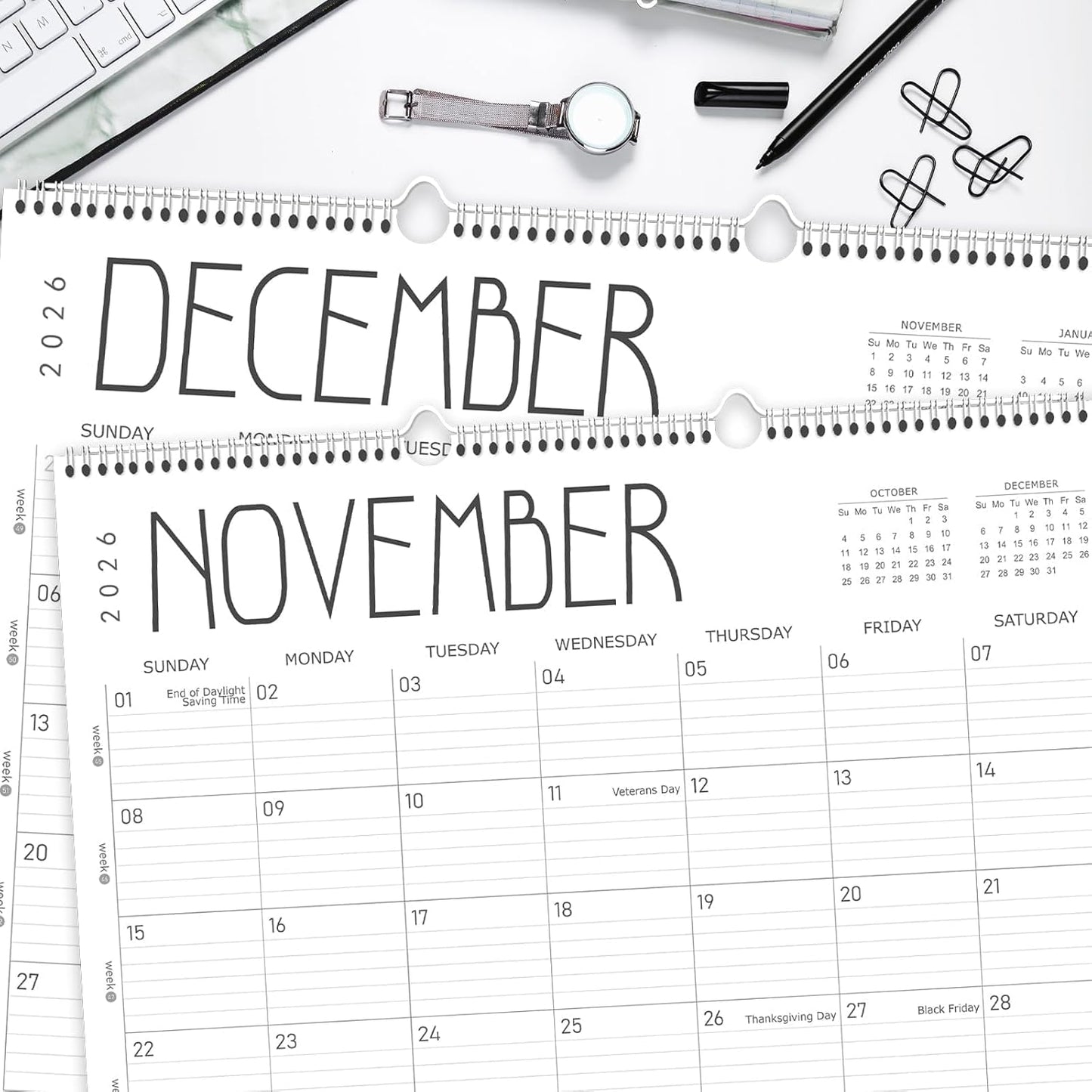 Guasslee Large Wall Calendar 2025-2026, 12 Monthly Calendar from 2025 June-May 2026 Jumbo 22"x17" Hanging Desk/Wall Planner with Spiral Bound for School Home Office Organizing