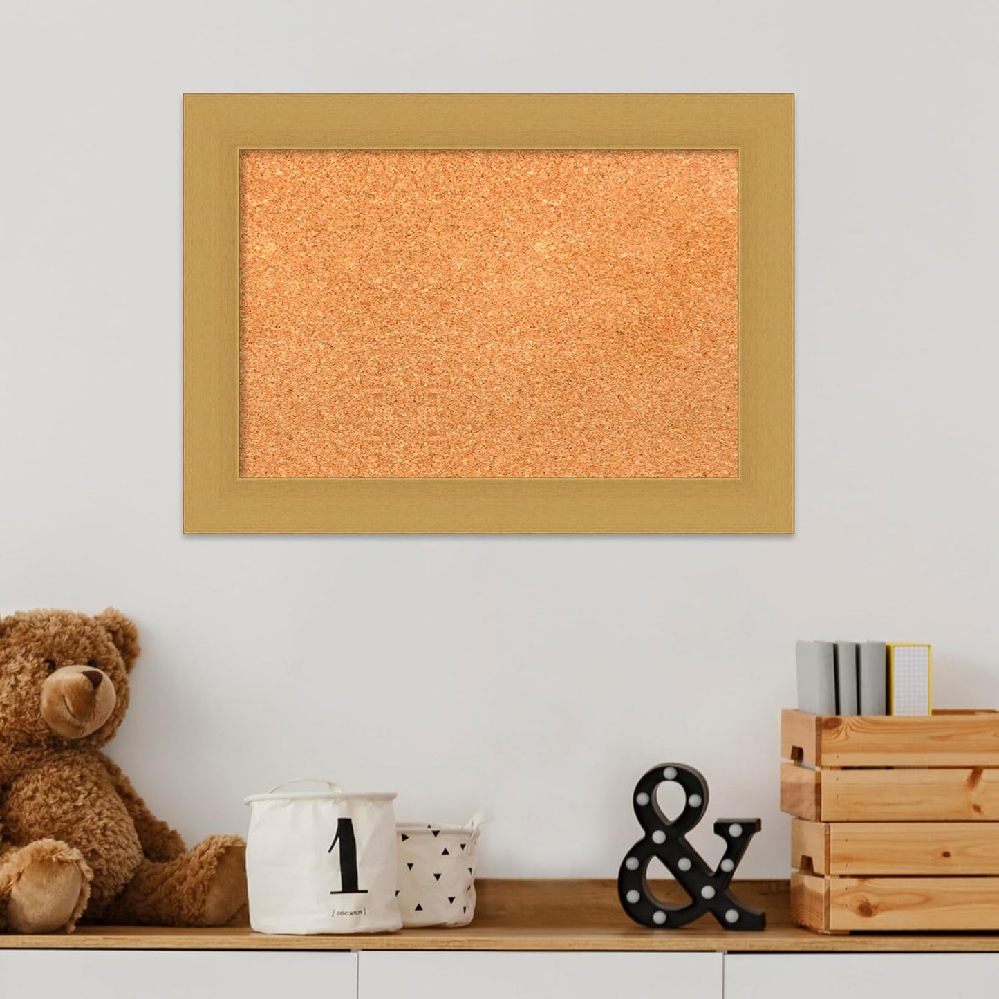 Amanti Art Natural Cork Board for Wall, 16x22 Vision Board with Gold Frame, Small Corkboard Office Decor for Home Organization, Casual Corkboard Pinboard to Display Items for Home Organization in