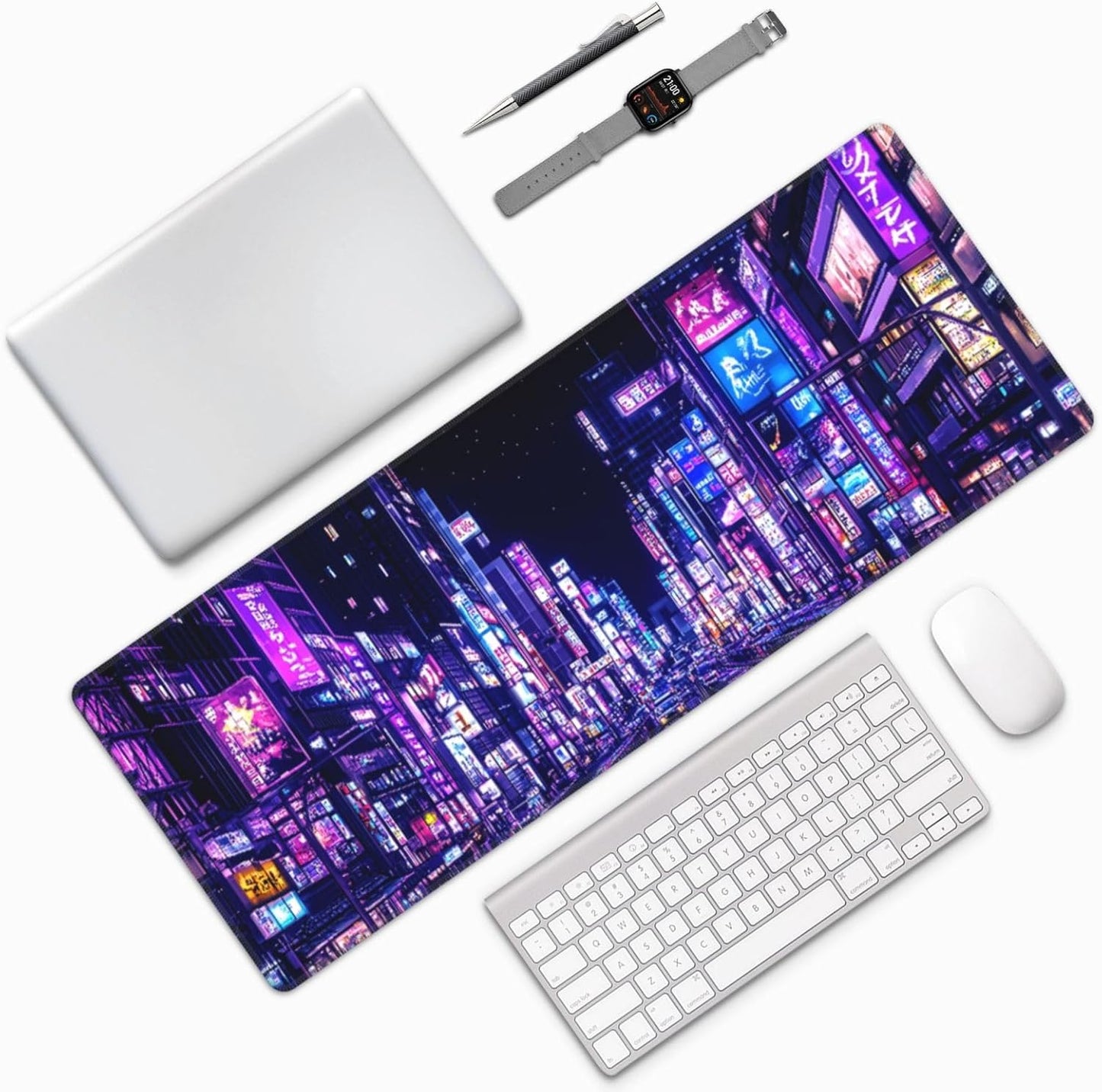 City Mouse Pad 31.5 X 11.8 Inch Big Desk Rubber Base Stitched Edges Keyboard Pad XXL Mouse Mat for Home Game and Office