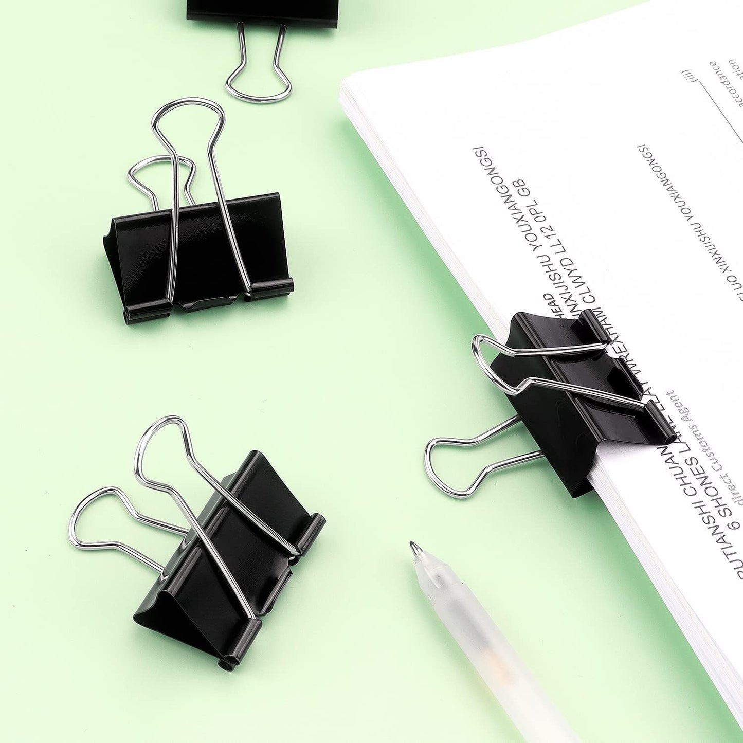 ZZTX Black Binder Clips Paper Clamps Clips Medium Size, 1.3 Inches, 36 Pack