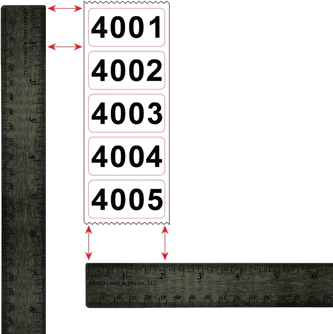 Consecutively Numbered Labels Self Adhesive Durable Vinyl- Measure: 2" X 1" by Kenco (ROLL 4001-4500)