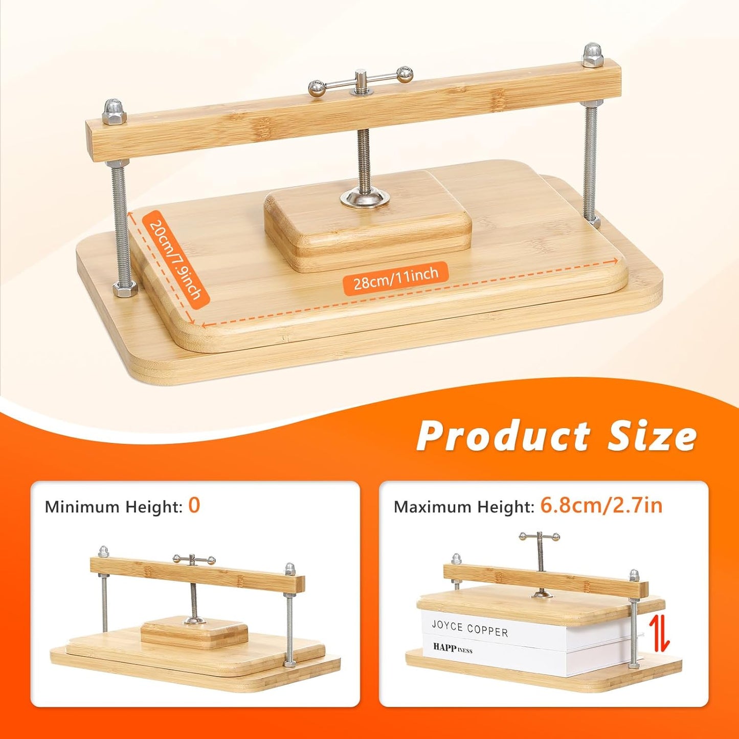 Book Binding Kits, Bamboo Wood Book Press Suitable for Thin Books, 11 * 7.9 in Bookbinding Press for DIY Bookbinding, Books Repair, Handmade Crafts