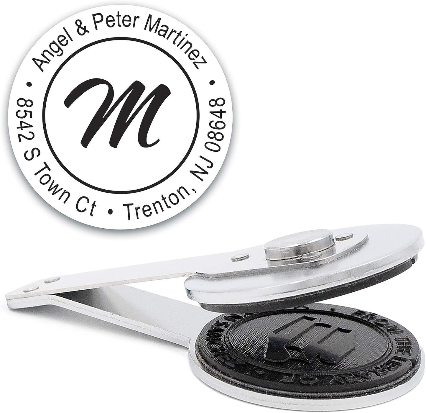 Custom Monogram Address Desk Embosser - Personalized Round Seal - Insert Only - Style EMD-020