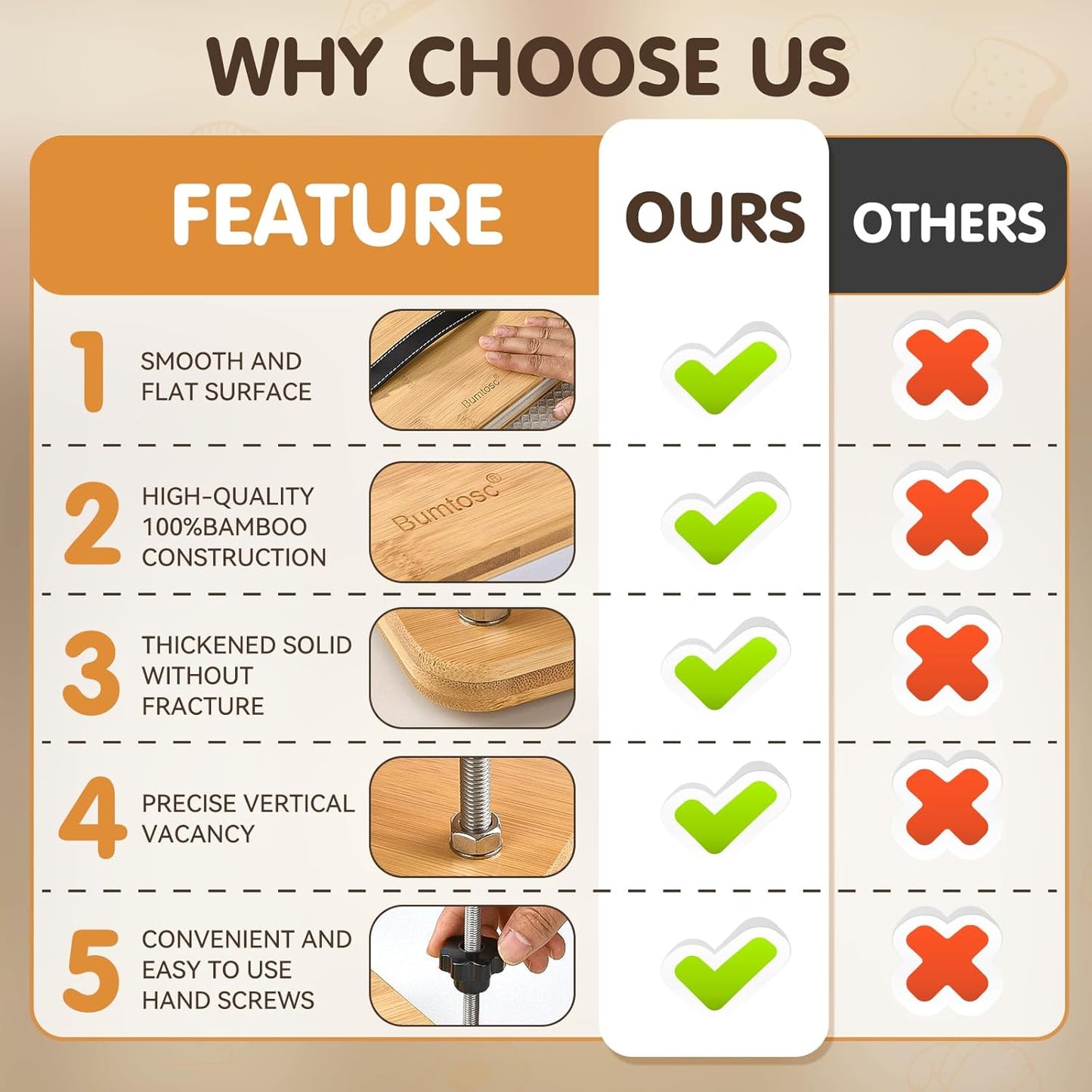 Bumtosc Book Press Wood and Bamboo Portable Book Binding Kits Tool 12.8 * 7.6Inch