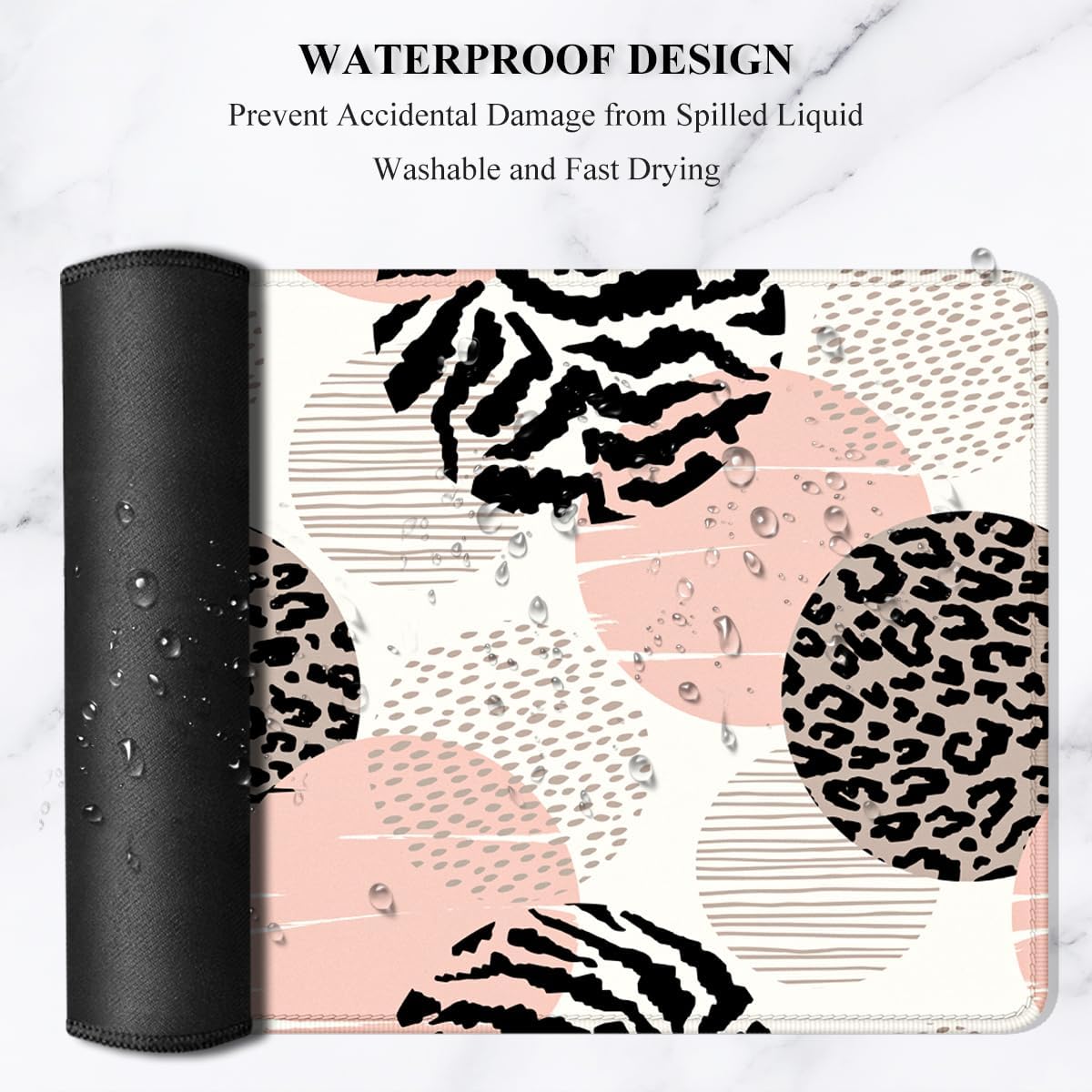 Auhoahsil Large Mouse Pad, XXL Gaming Mousepad, Desk Mat for Desktop, Thick Rubber, Big & Long Size, Stitched Edges, Full Desk Pad for Laptop & Computer, Extended 35.4 x 15.7 in, Pink Dots Leopard