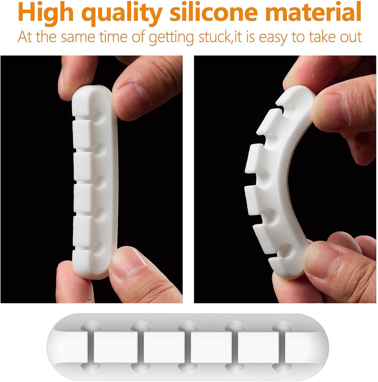 Cord Organizer Cable Holder Management – 5 Pack White Cable Clips Cord Holder for Nightstand, Desk, Car | Adhesive Cable Organizer Wire Holders for Cords, Charger, Office, Desk