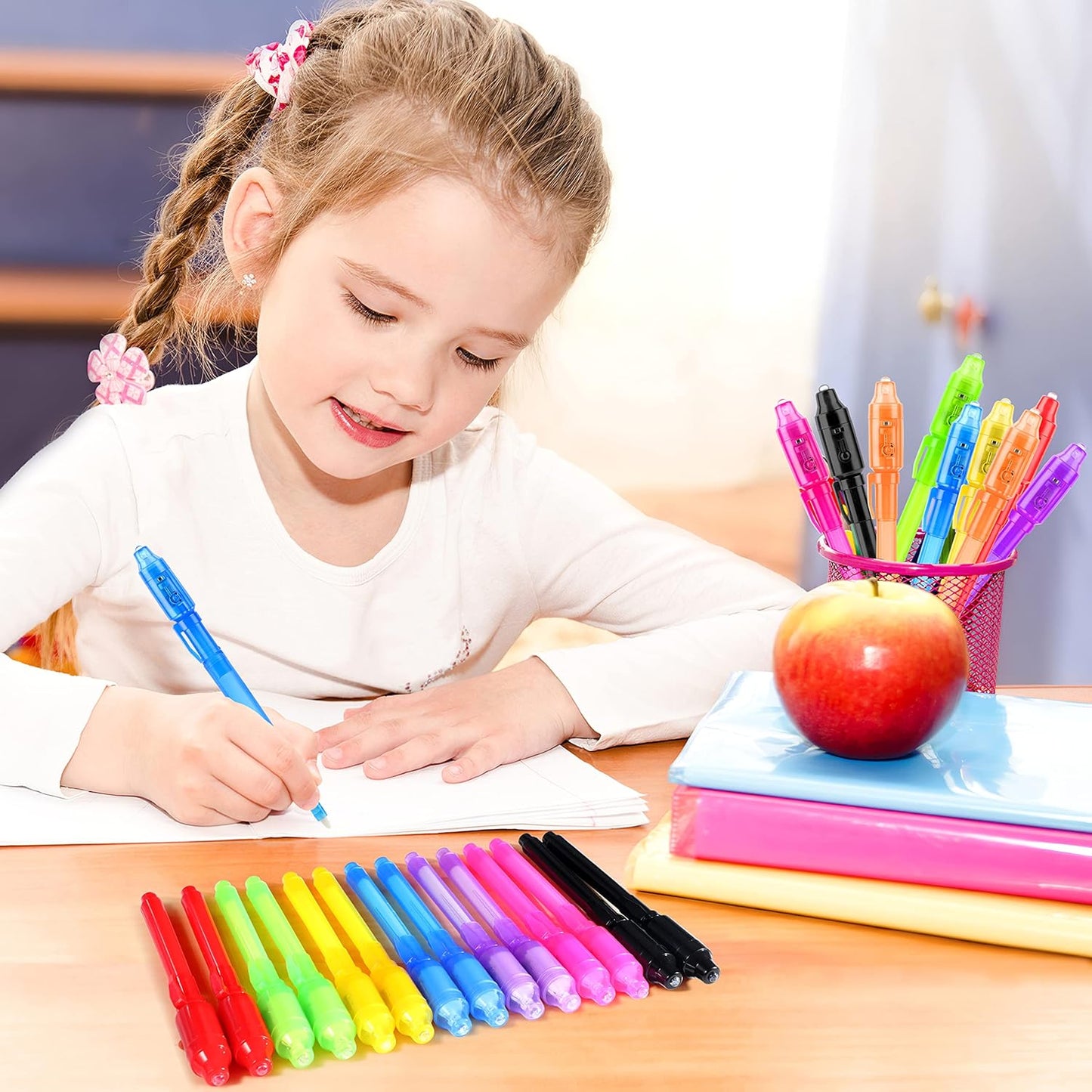 GIFTINBOX Invisible Ink Pen, 16PCS Spy Pen with UV Light for Kids, Birthday Party Favors for Kids 4-8 8-12, Classroom Prize for Students Magic Marker for Secret Message