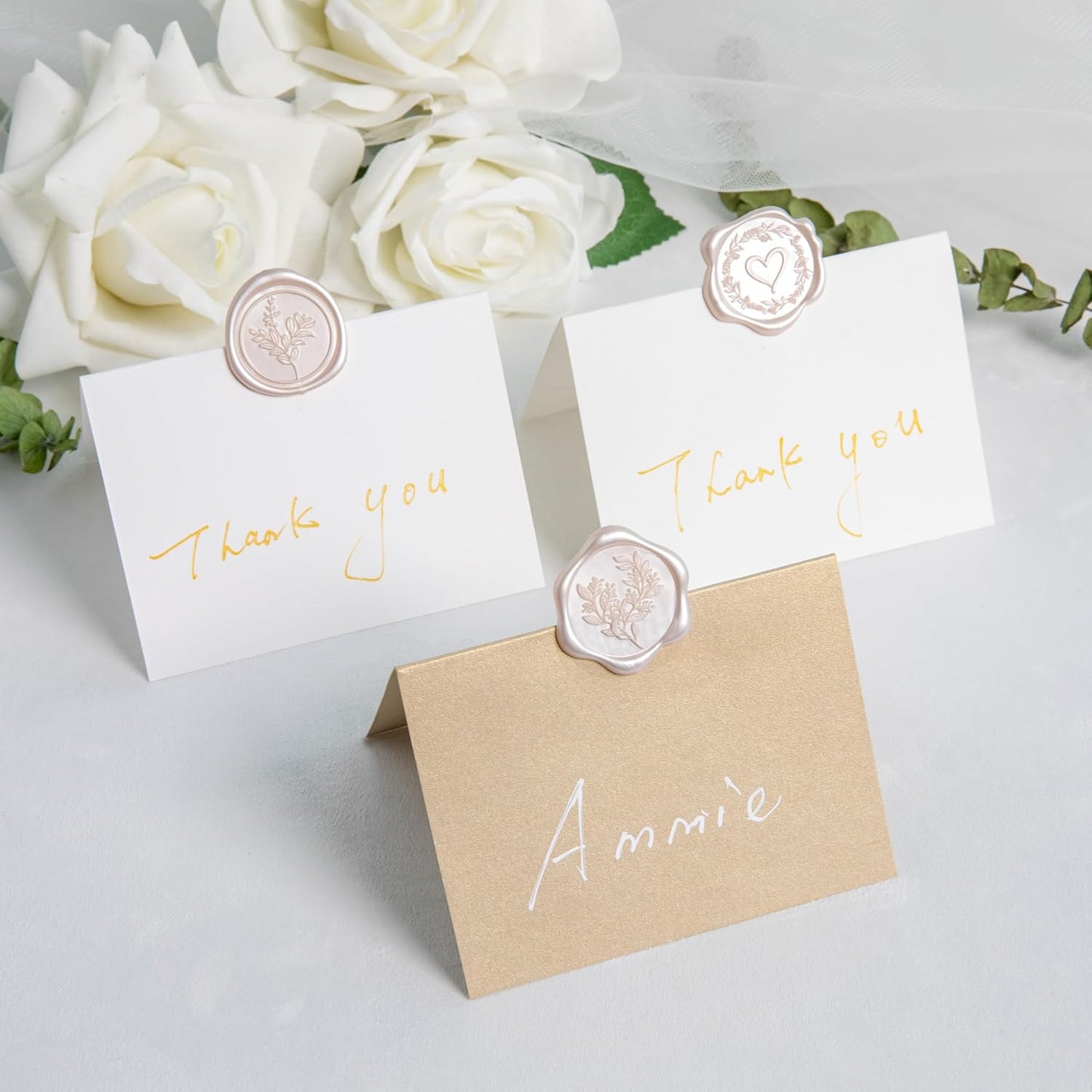 60 Pcs Champagne & Pink Wax Seal Stickers Self-Adhesive Envelope Seals Stamp Stickers, Perfect for Wedding Invitations Seating Chart Christmas Gift Wrapping 3 Designs in 1 Pack