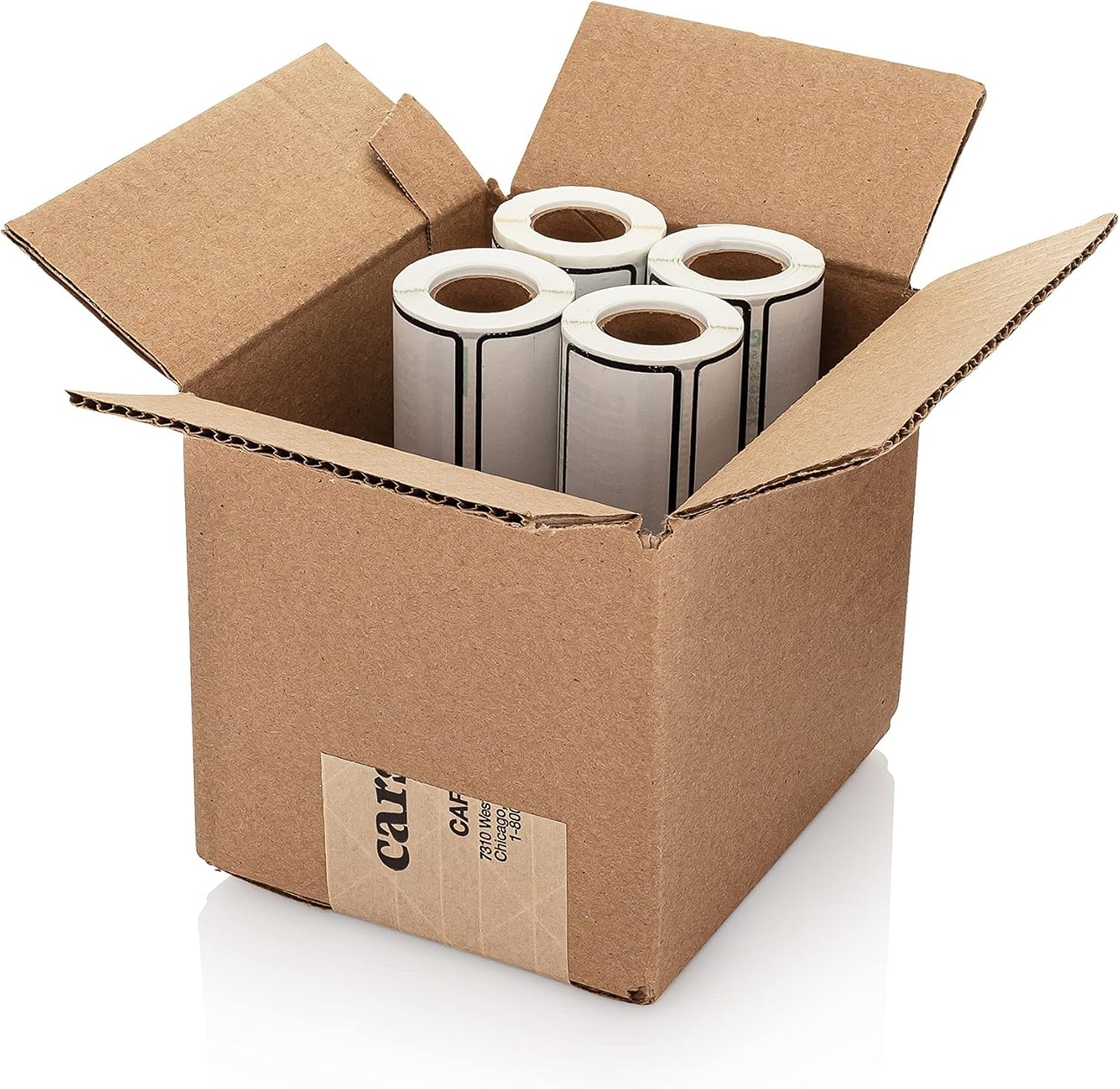 Carstens Adhesive Sticker Labels, 5 3/8” x 1 3/8”, Binder Labels for 1.5” – 4” Ring Binder Spines, Roll of 200, White, 4 Pack