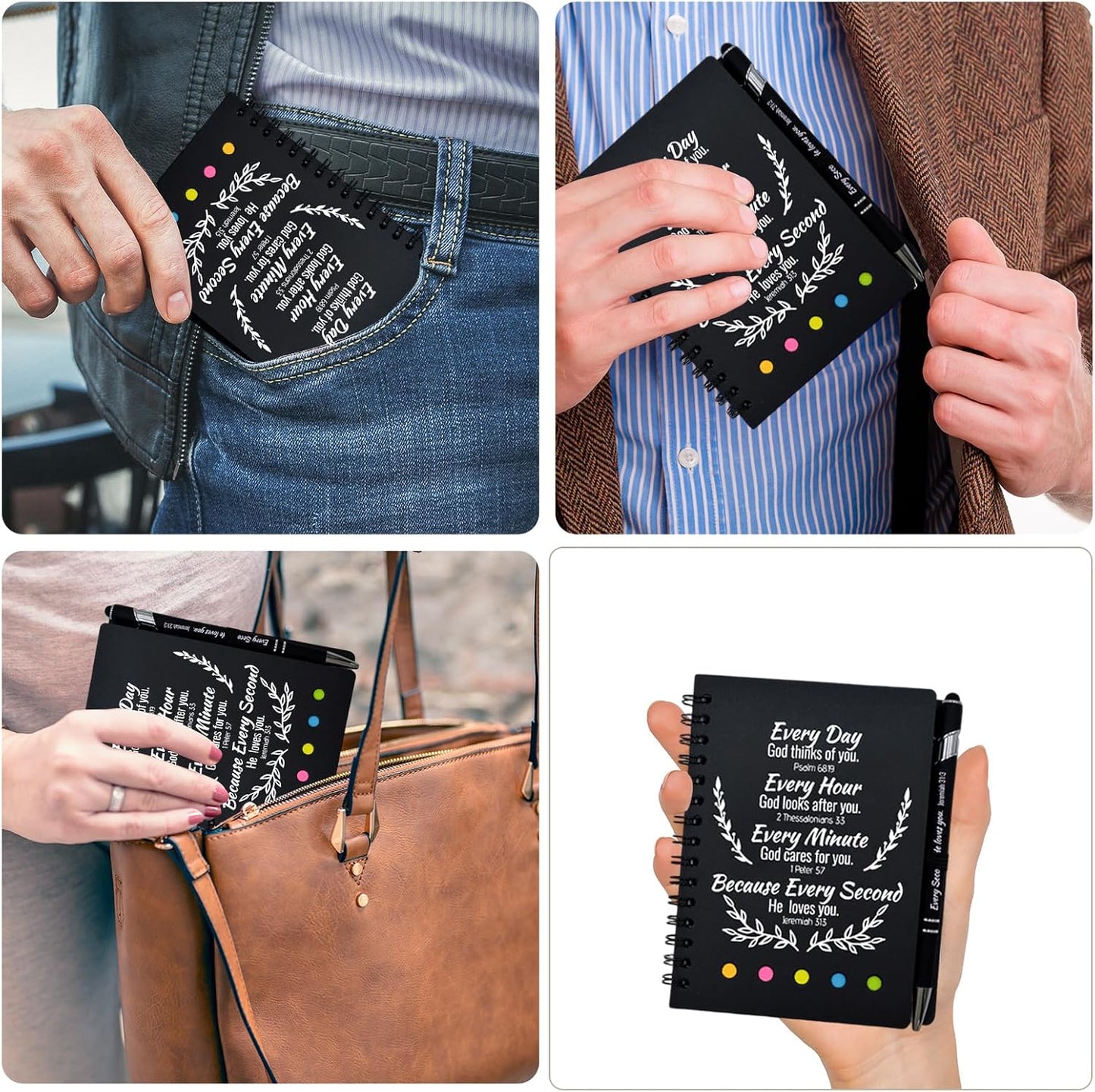 200 Pcs Bulk Christian Gifts Prayer Journal for Woman - 100 Set Religious Notepad with Christian Pen - Bible Notebook - Church Gifts for Inspirational, Bible Study, Devotions (Black)