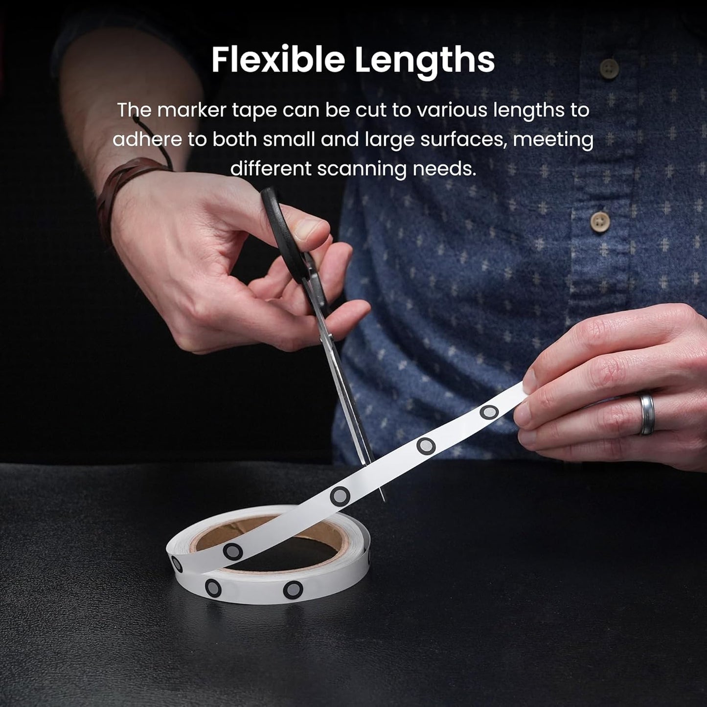 Revopoint 3D Marker Tape for 3D Scanning, 6.0 mm 3D Scanning Markers for 3D Scanners, 3D Tracking Dots Reference Point for Preventing Tracking Loss and Enhance Accuracy, 30 m Length with 725 Markers