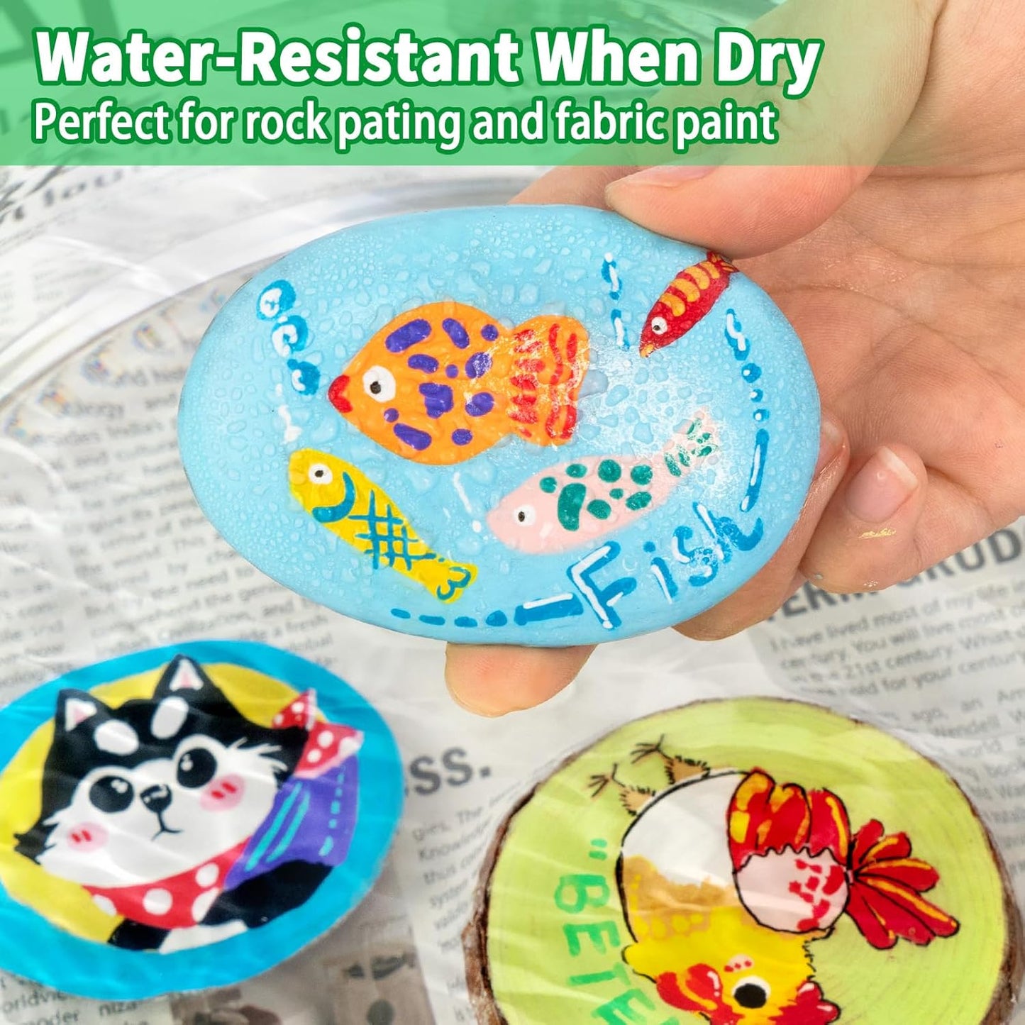 Betem Acrylic Paint Markers Paint Pens, 24 Colors Dual Tip Direct Liquid Acrylic Markers with Automatic Ink Control System, Fine & Brush Tip Art Supplies for Rocks, Wood, Stone, Fabrics, DIY Craft