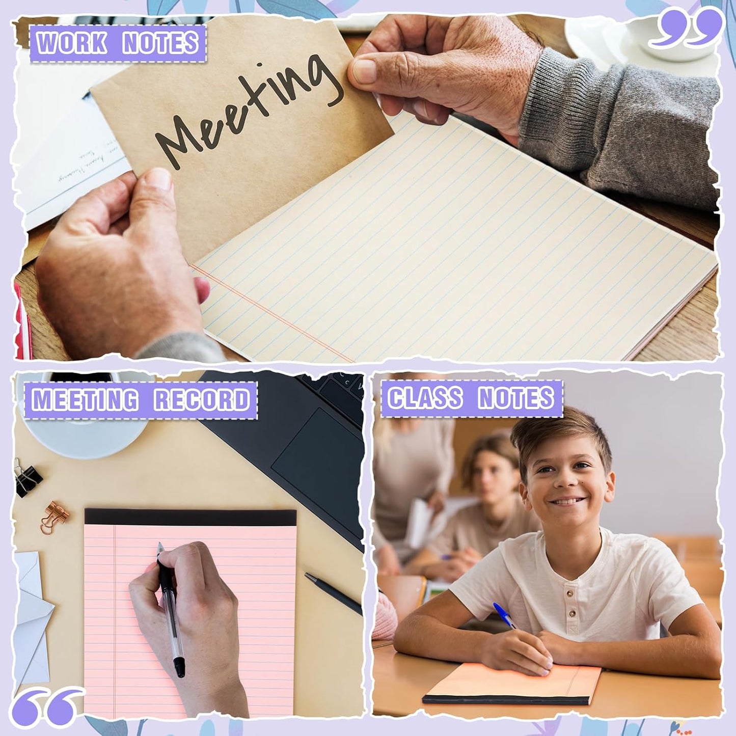 Fuutreo 8 Pcs 8.5'' x 11'' Colored Legal Pad Writing Pads Wide Ruled 50 Sheets Per Notepad Perforated Writing Notepad Office Supplies for School College Office Business (Mixed Colors)