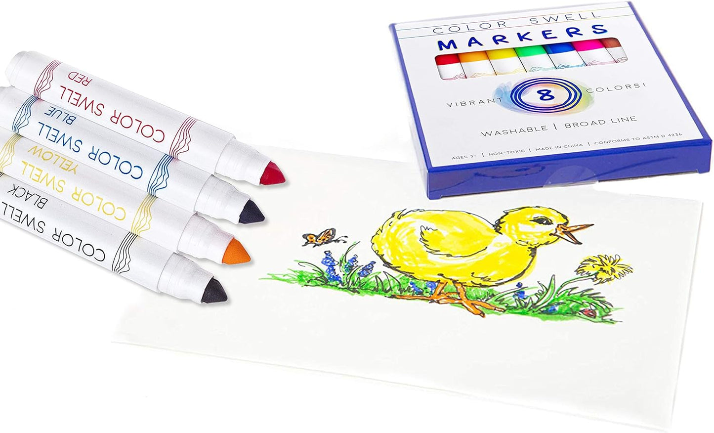 Color Swell Washable Markers 2 Pack of 8 Vibrant Colors Each for Teachers, Kids, Classrooms, Families, All Ages