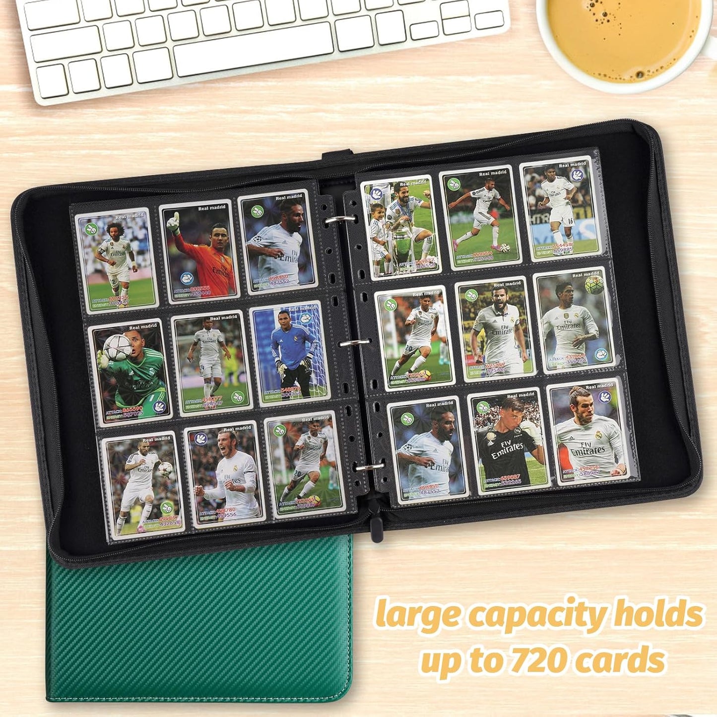 9 Pocket Card Binder, Premium Zip Trading Card Binder, 720 Double Sided Pocket PU Card Collection Binder, Collector Card Album, Card Folder for MTG, TCG, Sports Cards, Game Cards (Dark Green)