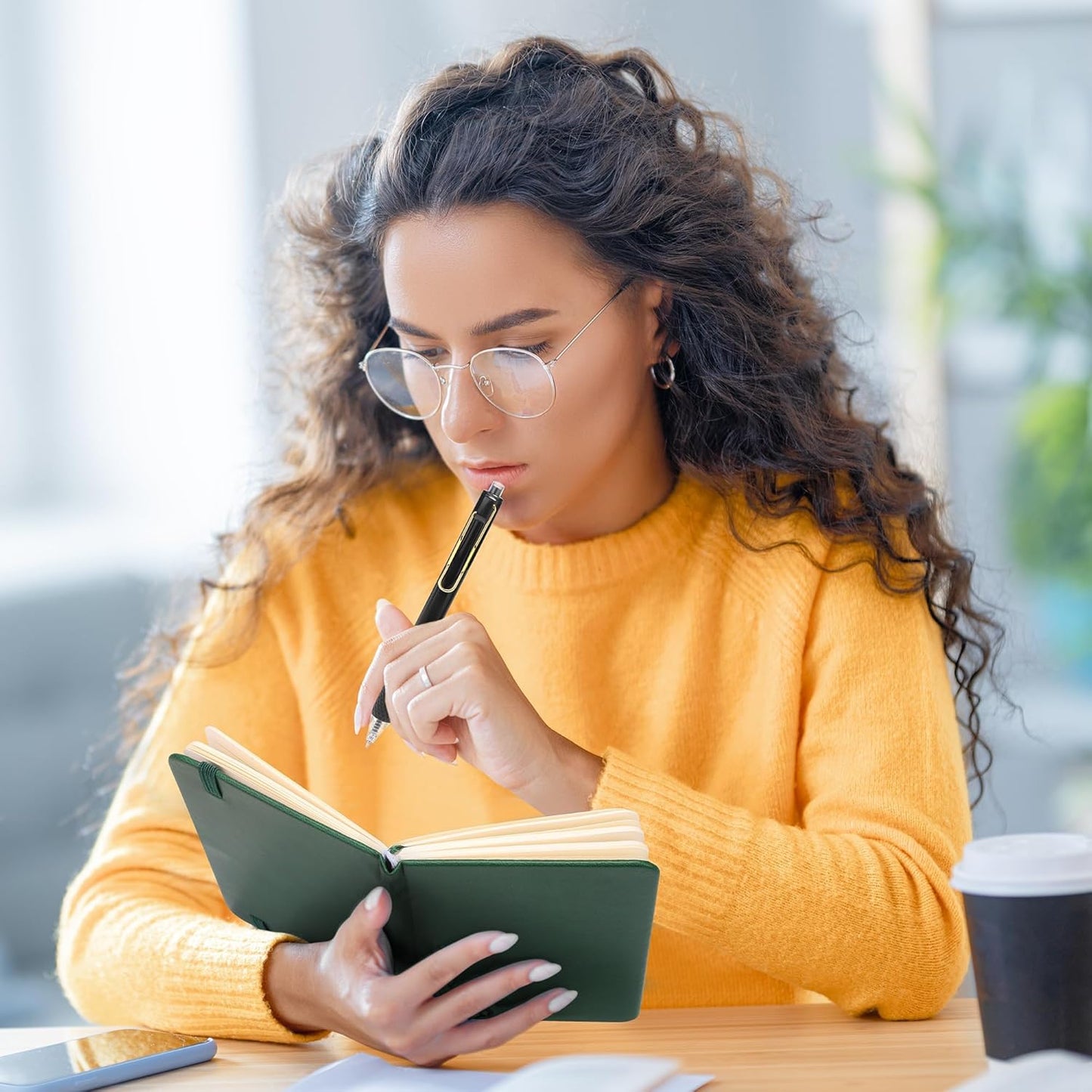 Aodaer 50 Sets Pocket Notebook Journal with Pens, 160 Pages, 3.5 x 5.5 Inch Mini Lined Journal Notebook A6 Leather Hardcover College Ruled Notepad with Pen Holder for School Office Gifts, Dark Green