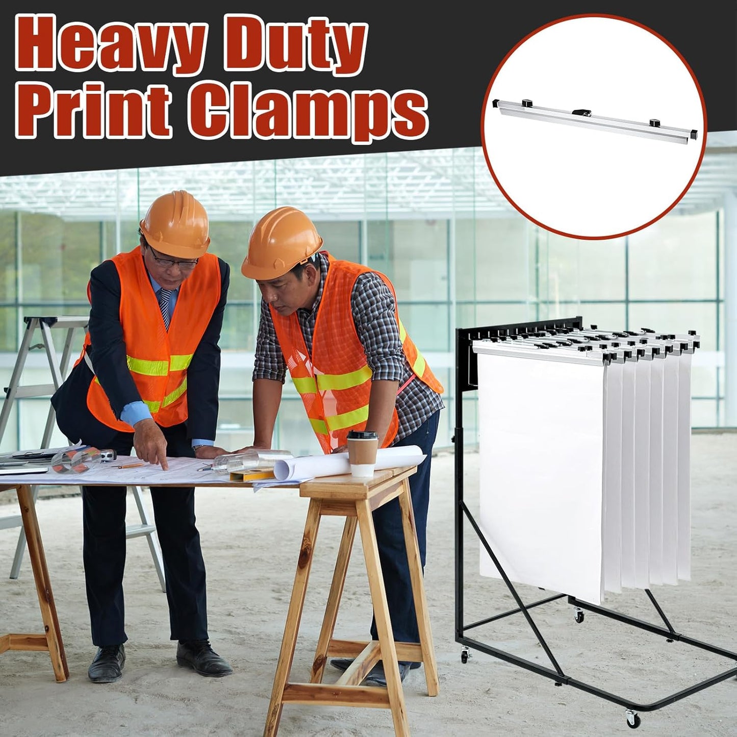 Estune 24 Pcs Blueprint Hanging Clamps Binding Strips Storage for Construction Paper Poster Plans Drawings Arts (24 Inches)