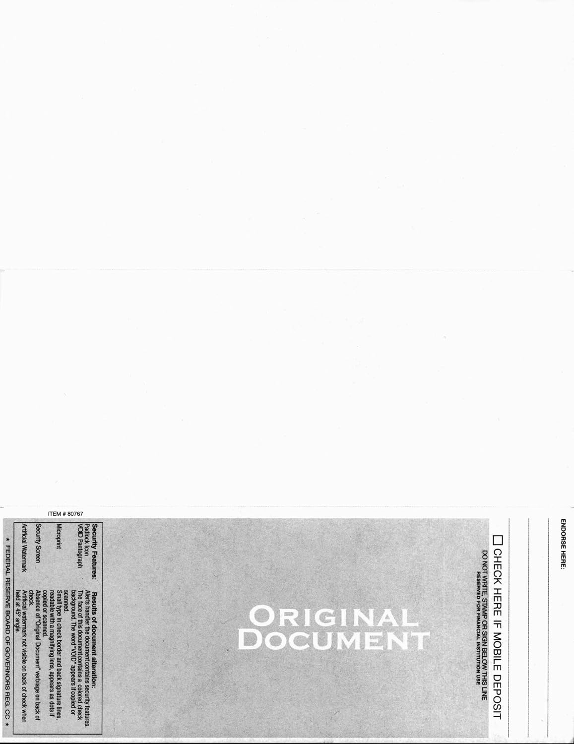 Blank Classic Laser Bottom Business Check, Blank Computer Check Paper with Blue Herringbone Background (One Perf), 500/Pk