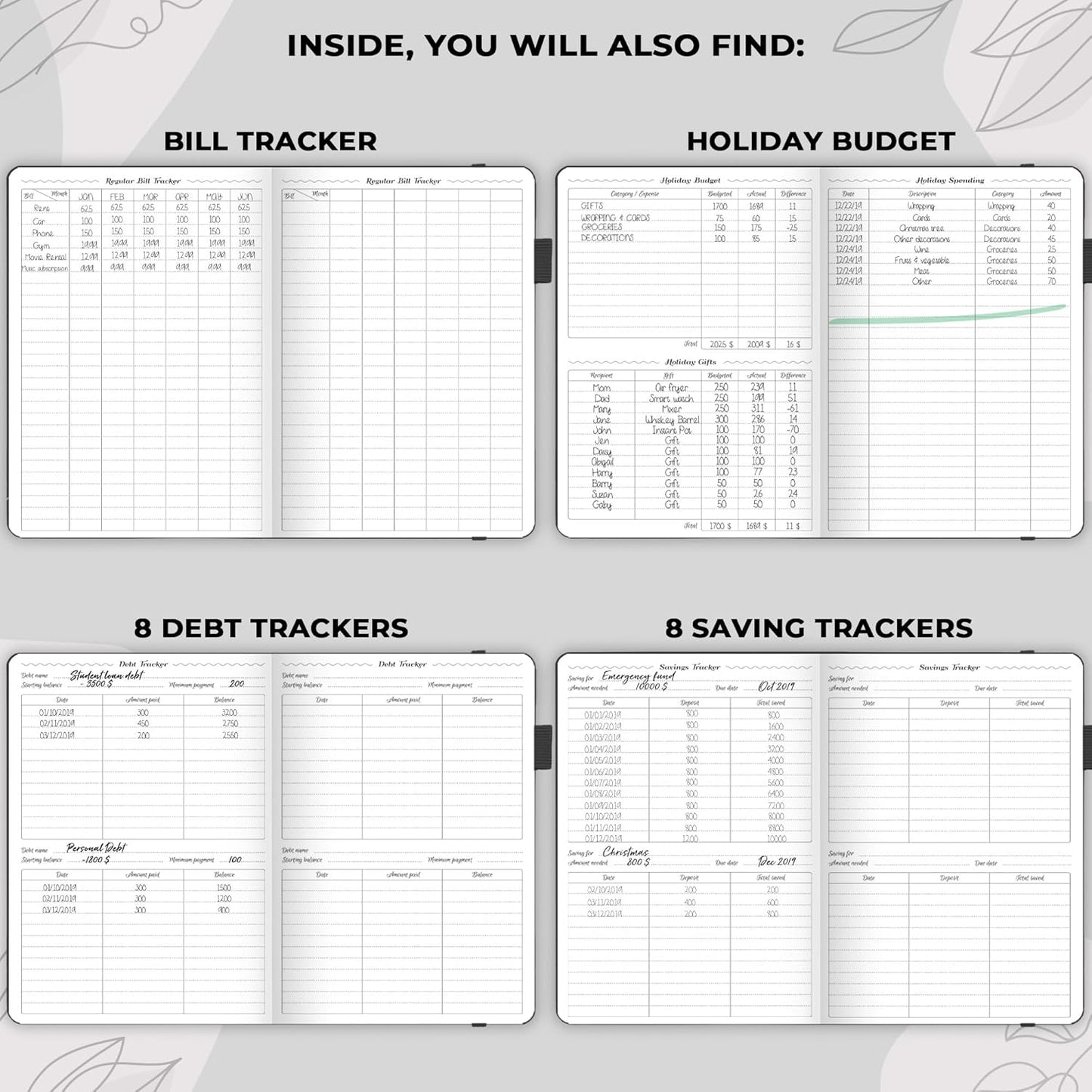 GoGirl Budget Planner – Monthly Financial Planner Organizer Budget Book. Expense Tracker Notebook Journal to Control Money, Compact (Black)