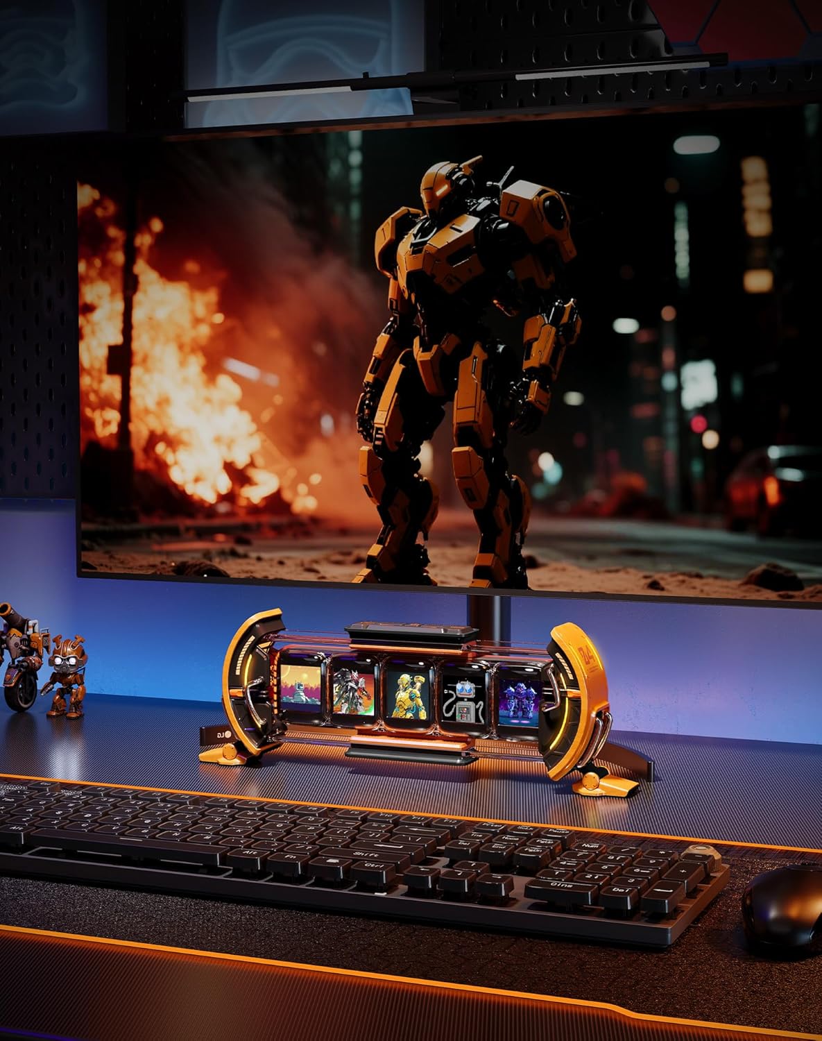 Divoom Times Gate - Cyberpunk Gaming Setup Digital Clock with Smart APP Control, WiFi Connect, RGB LED Display, Personalized Dashboard, Pixel Art for Gaming Room & Office Decor (Yellow)