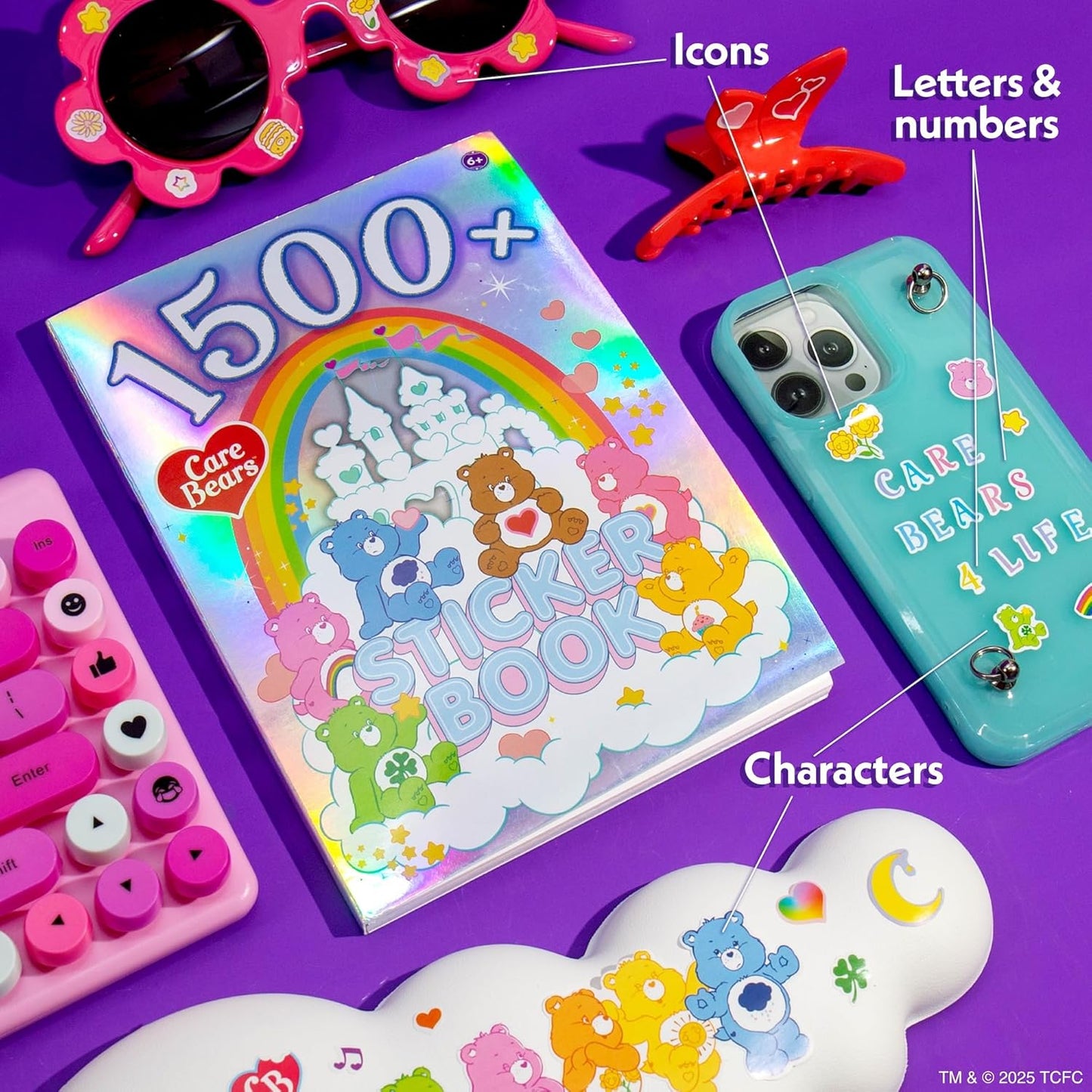 Care Bears Sticker Book, 1500 Cute Stickers for Scrapbooks, Planners, Features Letter Stickers, Planner Stickers, Laptop Stickers, Water Bottle Stickers for Kids Teens, School Supplies For Kids