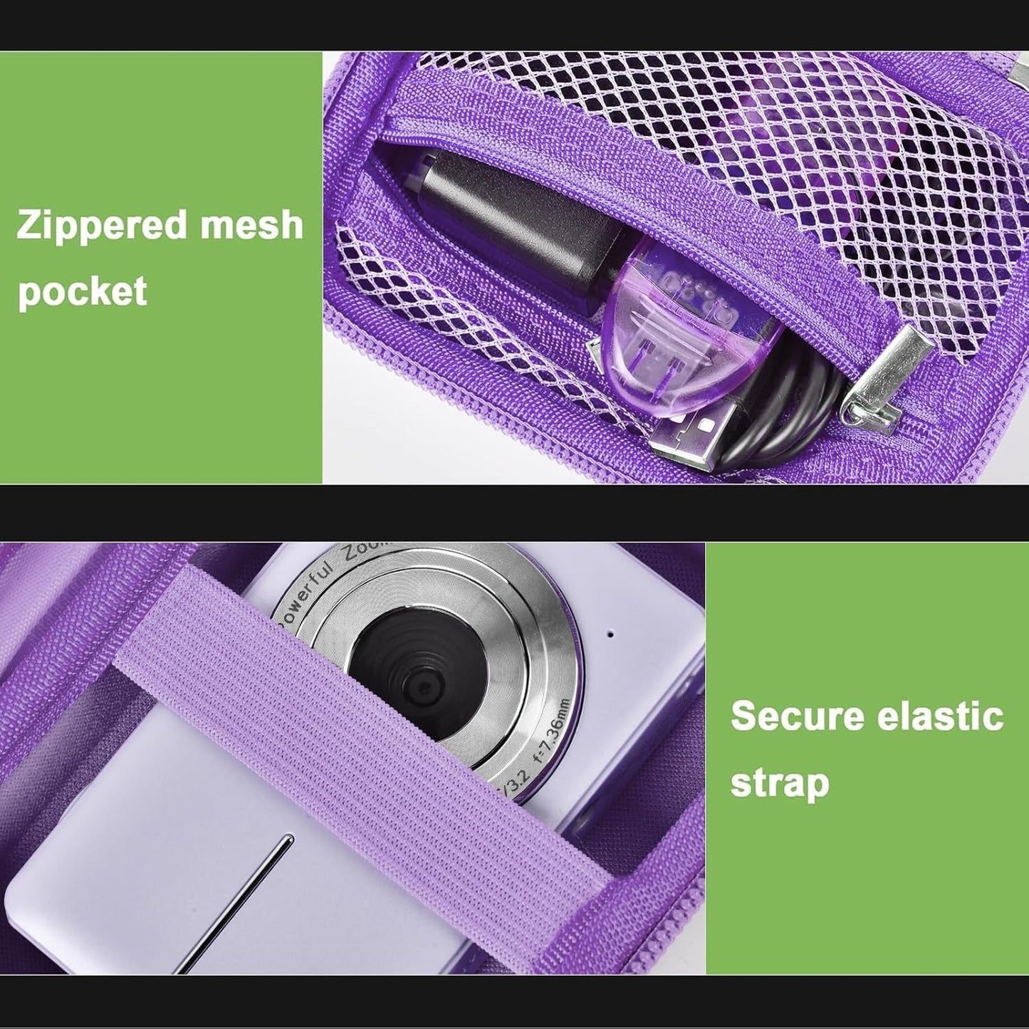 Case Compatible with VAHOIALD FHD 1080P Digital Camera/for CAMKORY Digital Point and Shoot/for KODAK PIXPRO FZ45-BK 16MP Vlogging/for IWEUKJLO/for Nsoela, Holder for SD Card More (Purple)