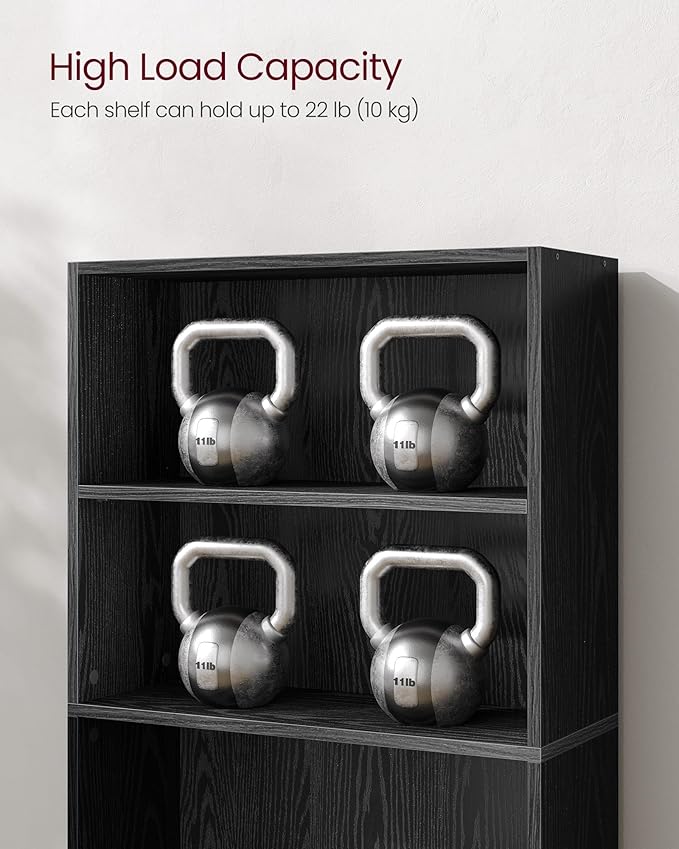 VASAGLE Custos Collection - Bookshelf, 4-Tier Bookcase, Book Shelf, Open Storage Shelf, 9.4 x 23.6 x 42.4 Inches, for Living Room, Home Office, Dinning Room, Ebony Black ULBC164T56