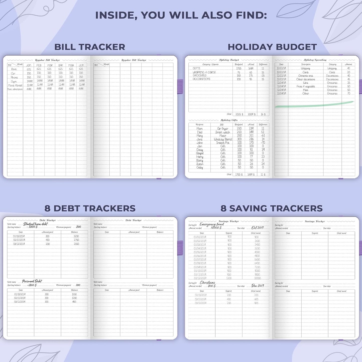 GoGirl Budget Planner – Monthly Financial Planner Organizer Budget Book. Expense Tracker Notebook Journal to Control Money, A5 (Lavender)
