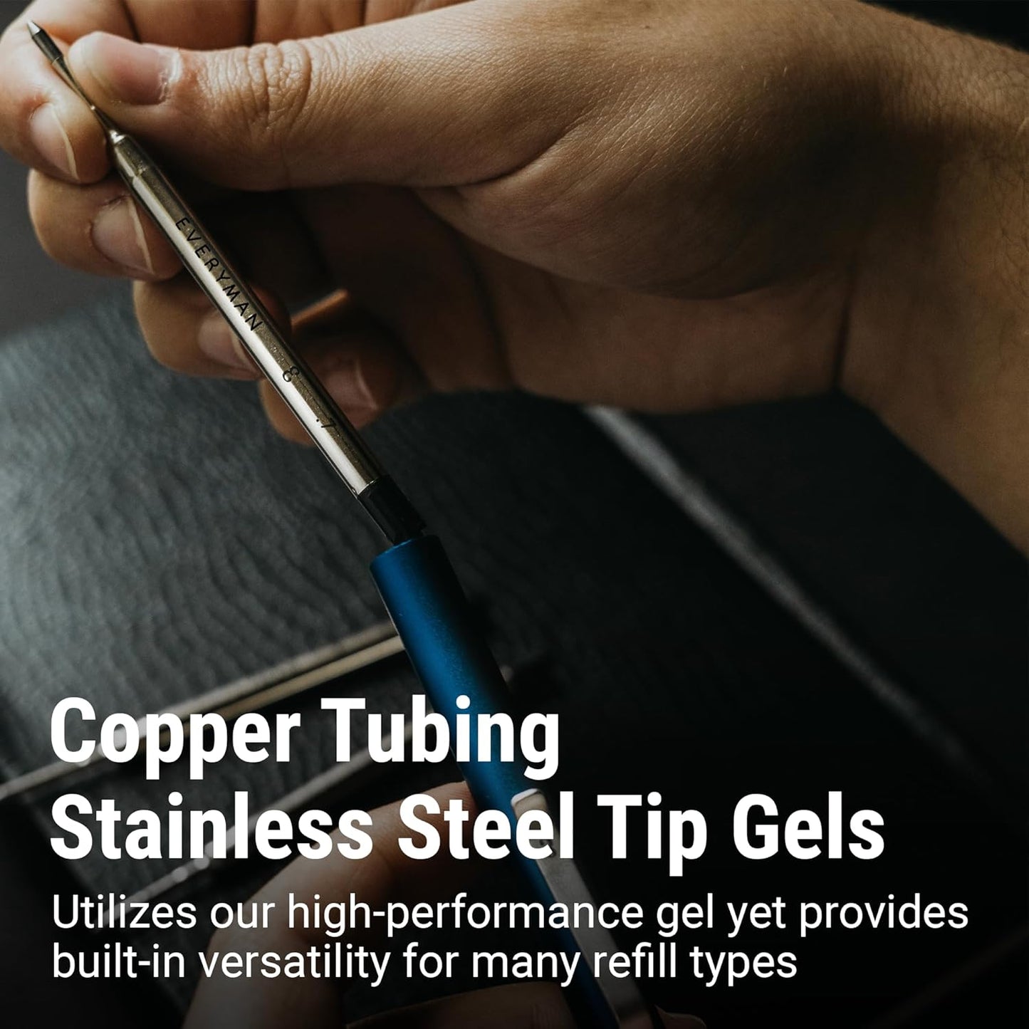 Everyman Grafton Full Click Refillable 0.7mm Ball Point Pen, Black | Sleek Anodized Aluminum EDC Pen with Deep Grooved Grip | Smooth Writing Pocket Pen for Office, Travel, Gifting & Daily Use