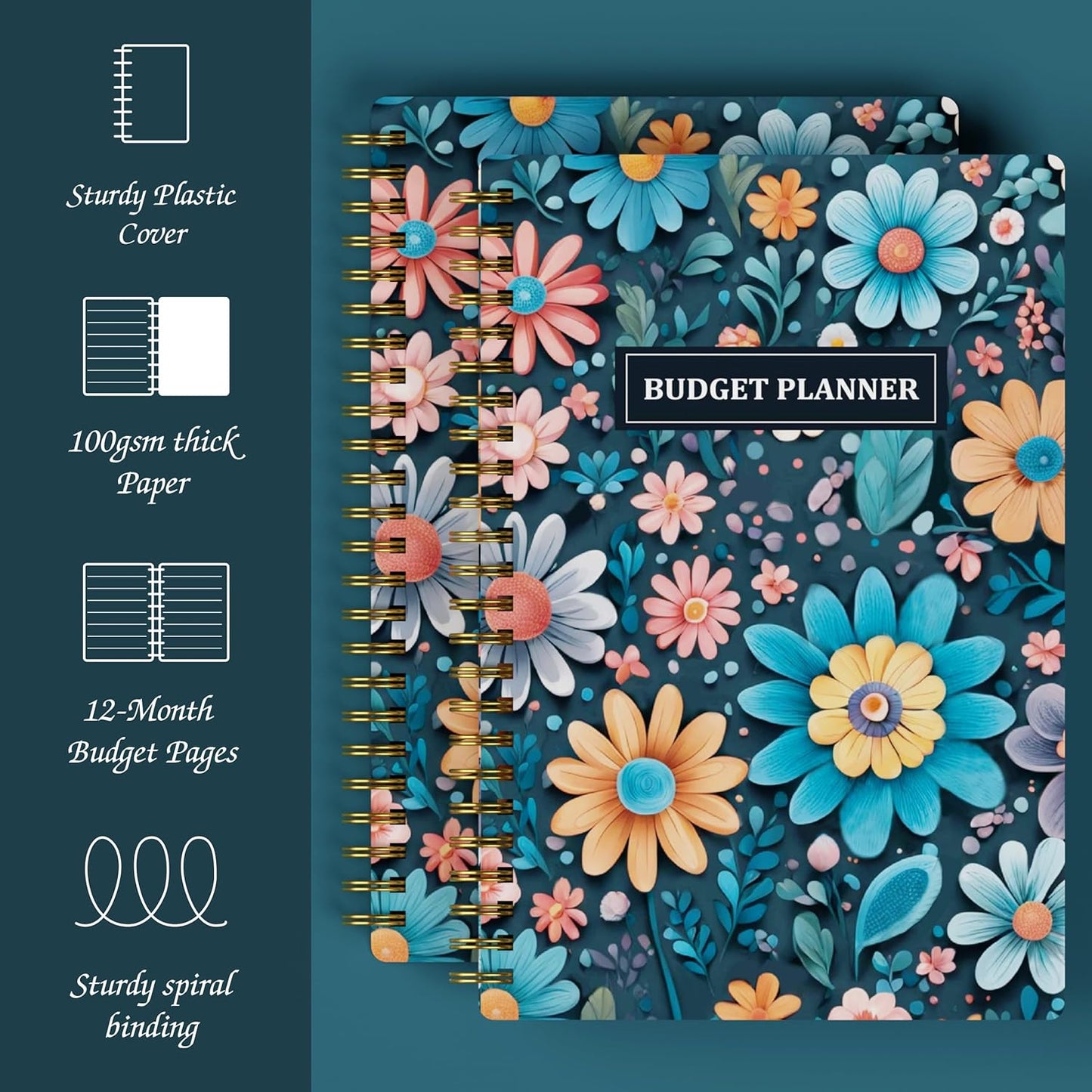 Budget Planner - Monthly Finance Organizer with Expense Tracker Notebook to Manage Your Money Effectively, Undated Finance Planner/Account Book, Start Anytimem,A5(8.6x5.9 inchs),100gsm Paper - Dark