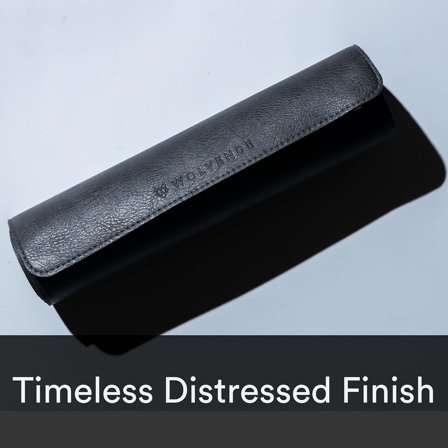 Premium Distressed Faux Vegan Leather Desk Mat | Multifunctional Desk Pad for Home Office | (Black/Grey, 15.75" x 36")