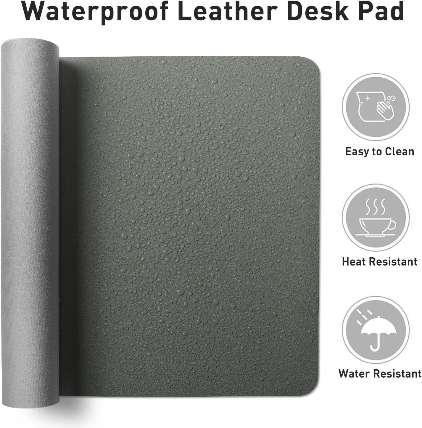 Aothia Leather Desk Protector, Mouse Mat, Non-Slip PU Leather Blotter, Laptop Desk Mat, Waterproof Writing Pad for Office and Home (Jungle Green, 36" x 17")