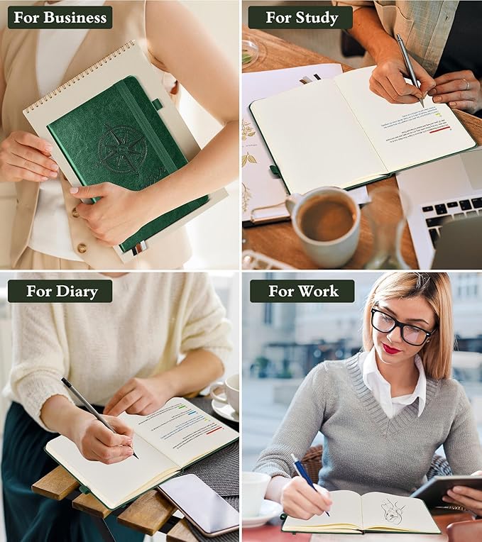 Blank Journal Notebook for Women Men,160 Pages,Inner Pocket,A5 Hardcover Sketchbook for Drawing, Sketch book, Unlined Notebooks for School,Work,Travel Journals for Writing 5.8"x8.5" (Green)