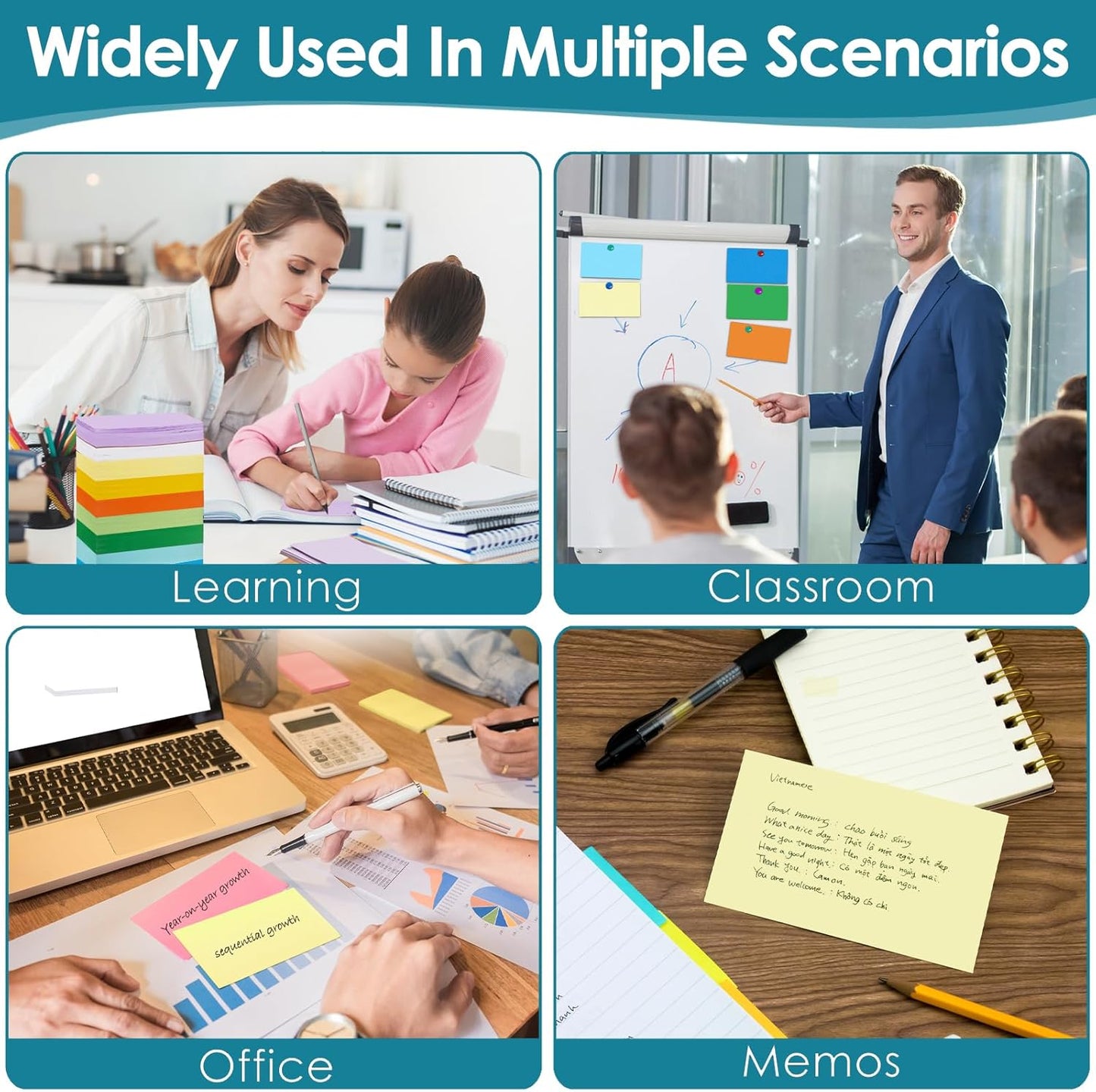 2000 PCS Blank Index Cards 3x5 Inch Colored Flash Cards Study Cards Flashcards Note Cards for Learning School Supply College Office, 10 Colors