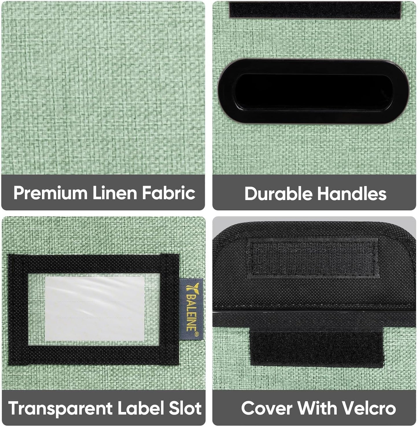 BALEINE File Organizer Box with Lid, Collapsible File Folder Organizer with Plastic Slide, Hanging File Folder Box for Office Document Storage (2 Pack, Green, S)