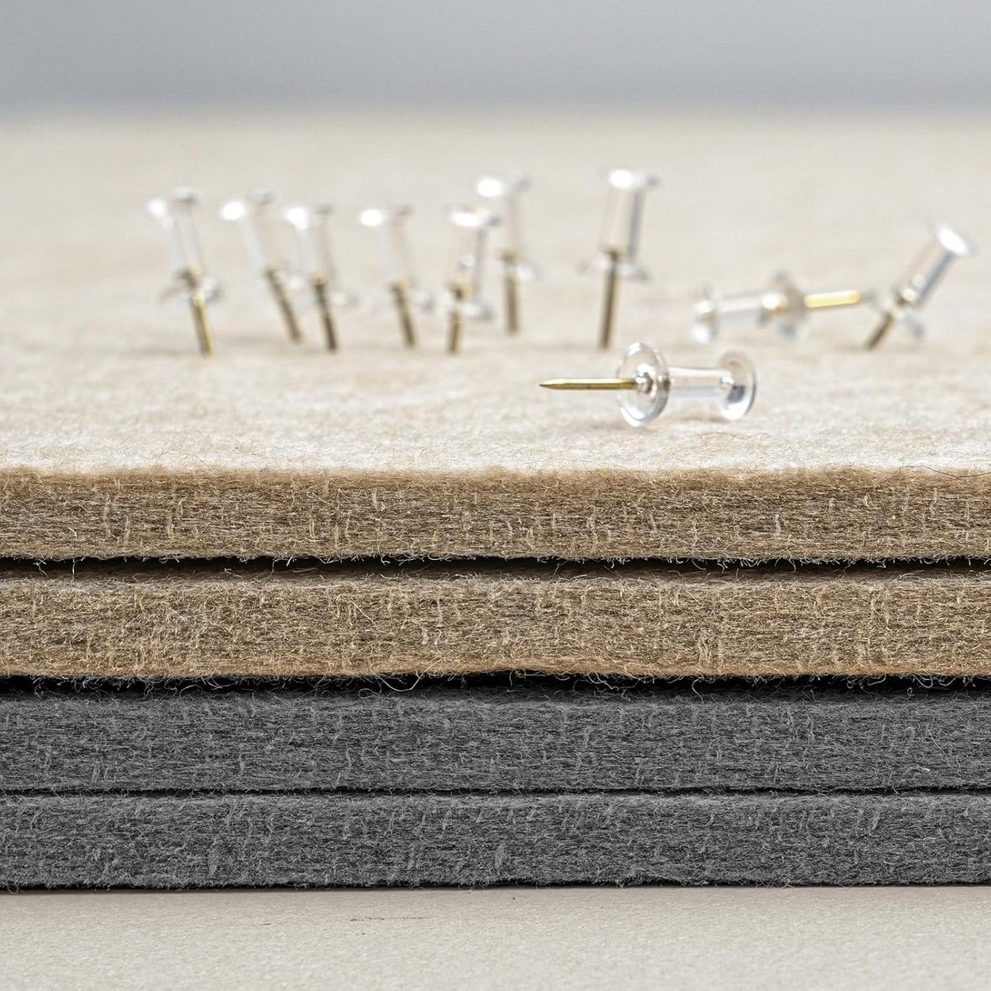 Bulletin Board, 35 x 17 1/2 inches Felt Board - Decorative Pin Board, Cork Board Alternative for Wall, Foldable Picture Board Self-Adhesive Vision Board Prayer Board with 20 Pushpins - Gray