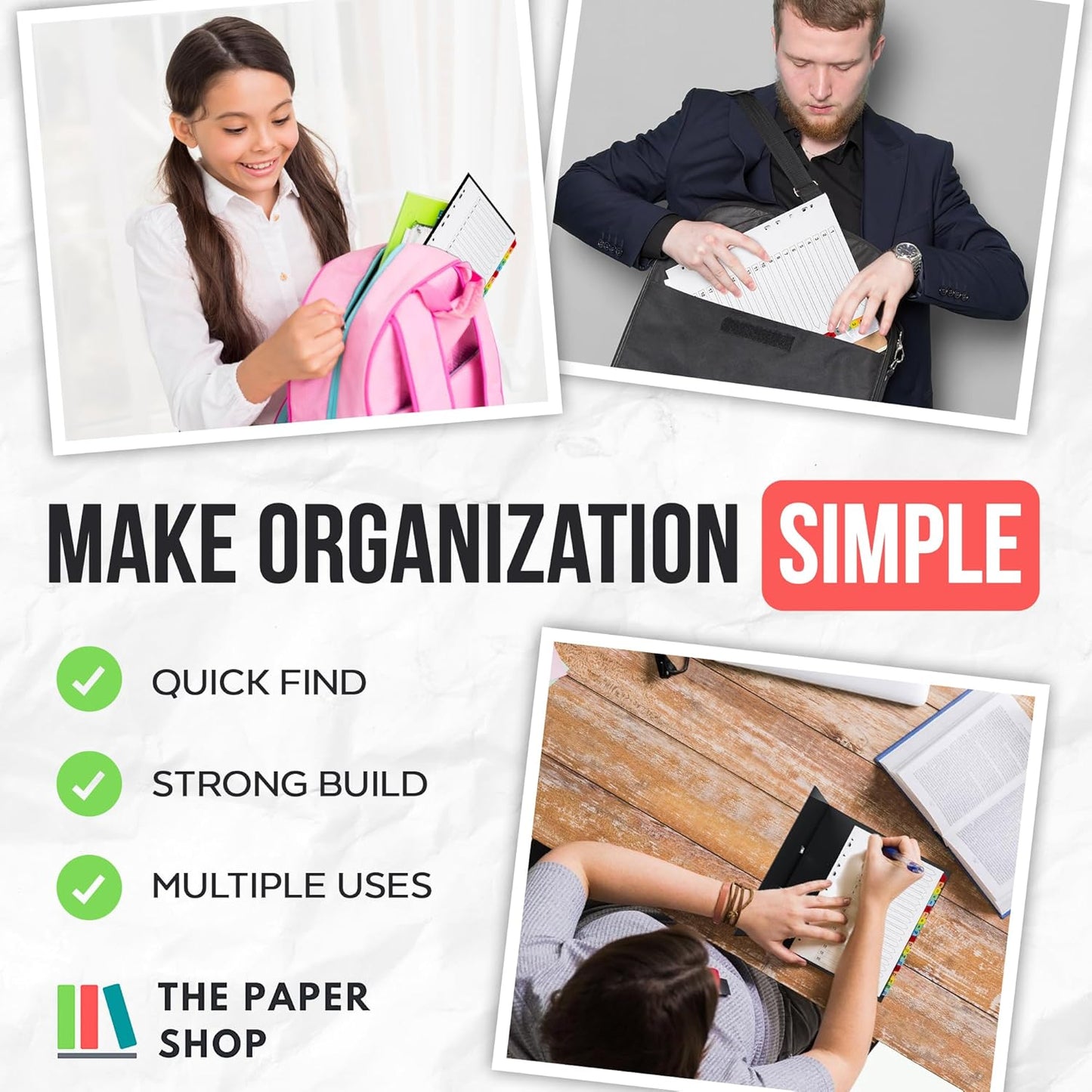 Binder Dividers with Tabs 1-20 Numbered – A4 (10 Pack) | Dividers for 3 Ring Binder | Numbered Tab Dividers for Office, School & Home Organization - The Paper Shop