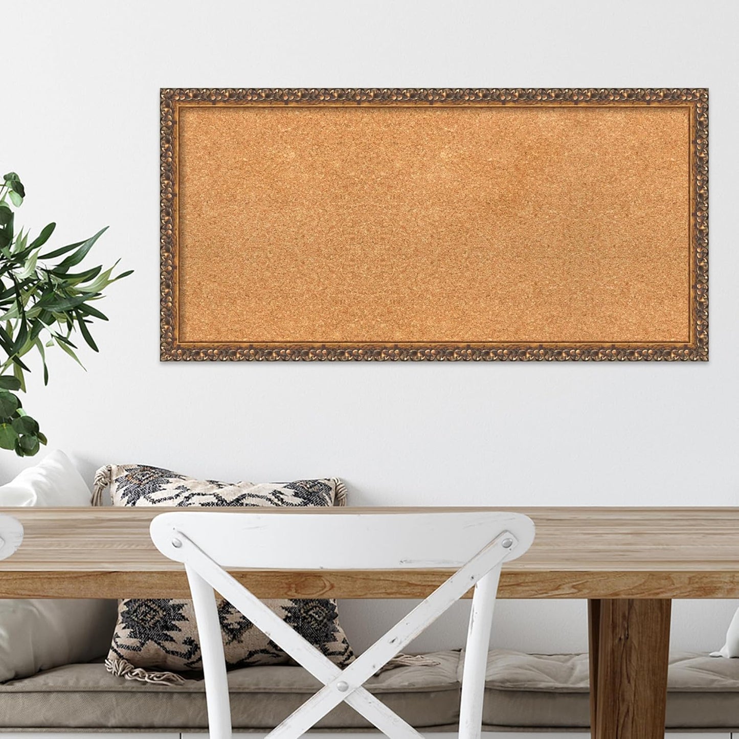 Amanti Art Natural Cork Board for Wall, 16x32 Vision Board with Bronze Frame, Medium Corkboard Office Decor for Home Organization, Traditional Corkboard Pinboard to Display Items for Home