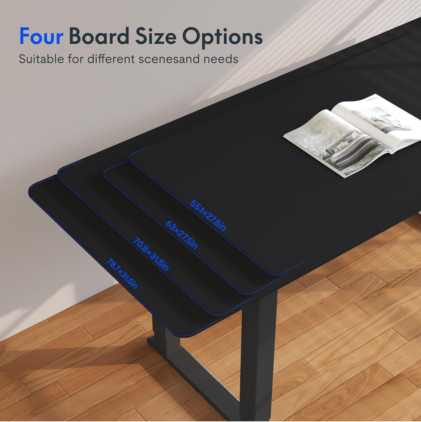 FLEXISPOT4 Legs Standing Desk 78 x 32 Inch Electric Adjustable Height Desk with Splice Board Home Office Sit Stand Up Desk, Black Top + Black Frame