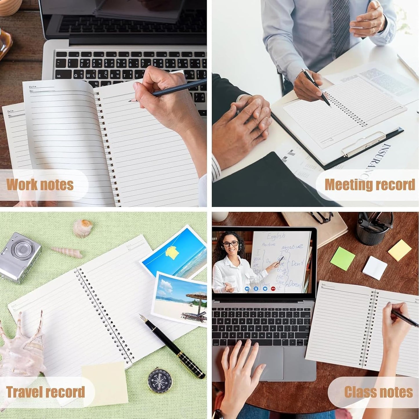 GINMLYDA Small Spiral Notebook A5, 6Pack 120 Lined Pages 8.25x5.5 Inches Spiral Journal Kraft Cover Notebooks & Writing Pads for School Home Office Aesthetic Sketch Drawing Note