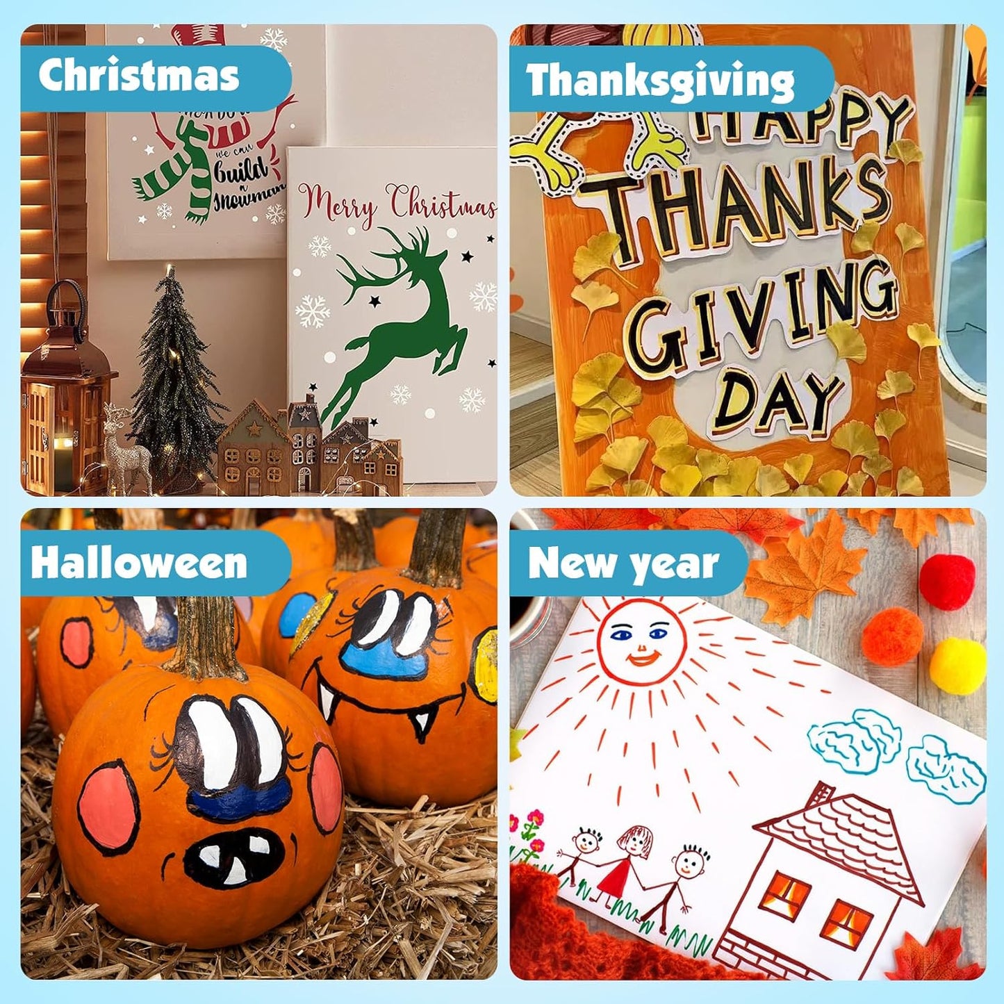 FUMILE 60 Colors Acrylic Paint Marker Dual Tip(Fine and Dot Tip), Paint Pens Acrylic Markers for Wood, Rock, Plastic, Glass, Ceramic, Canvas.Acrylic Markers Set for DIY Christmas Gifts and Art