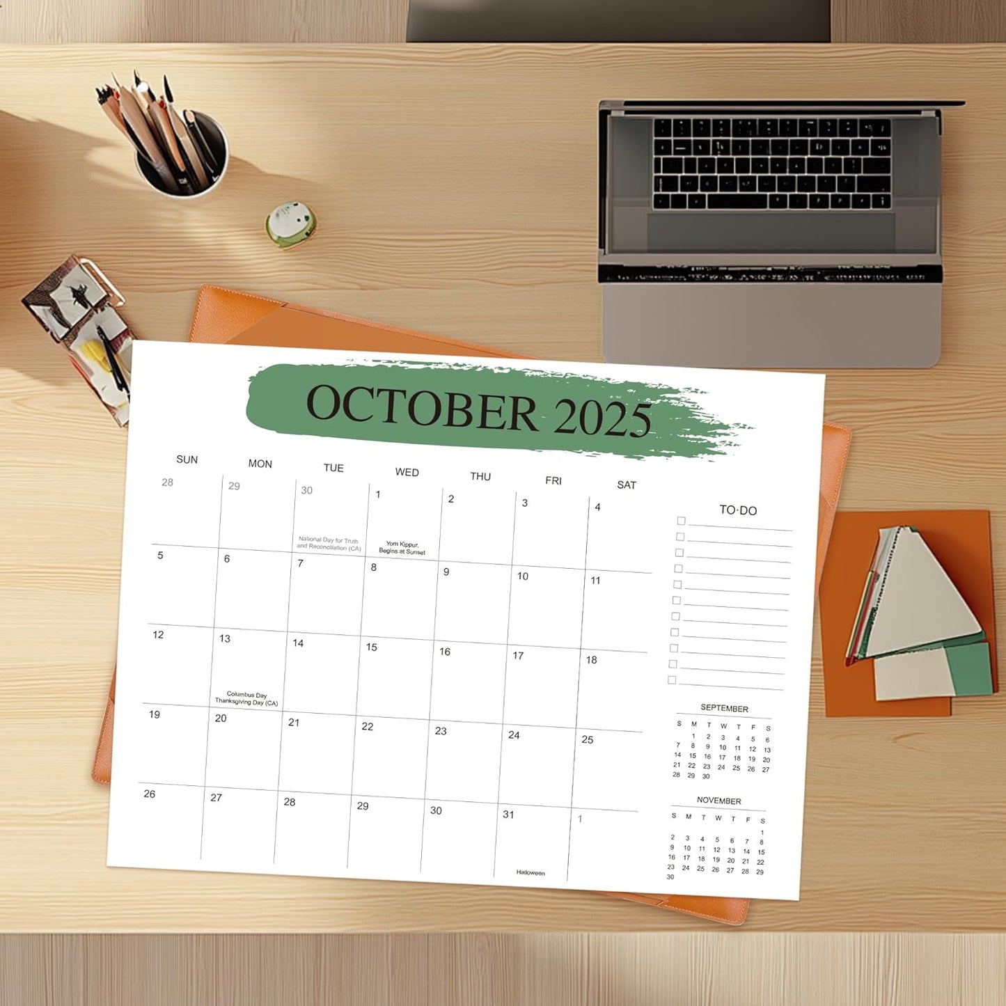 Desk Calendar 2025-2026 – 18-Month Desktop Calendar from July 2025 to December 2026, for Office, School & Home Use – Large Teacher Desk Calendar 22x17 (Brown)