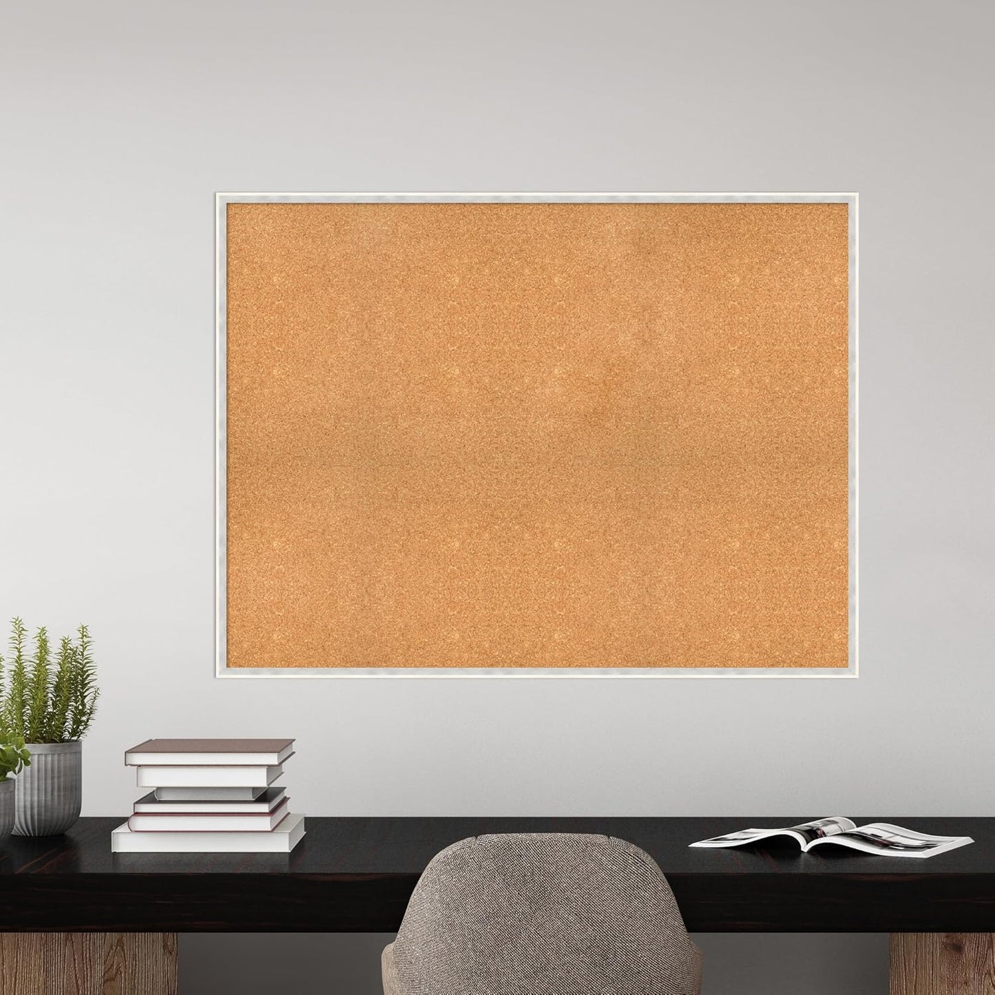 Amanti Art Natural Cork Board for Wall, 37x49 Vision Board with White Frame, Oversize Corkboard Office Decor for Home Organization, Modern Corkboard Pinboard to Display Items for Home Organization in