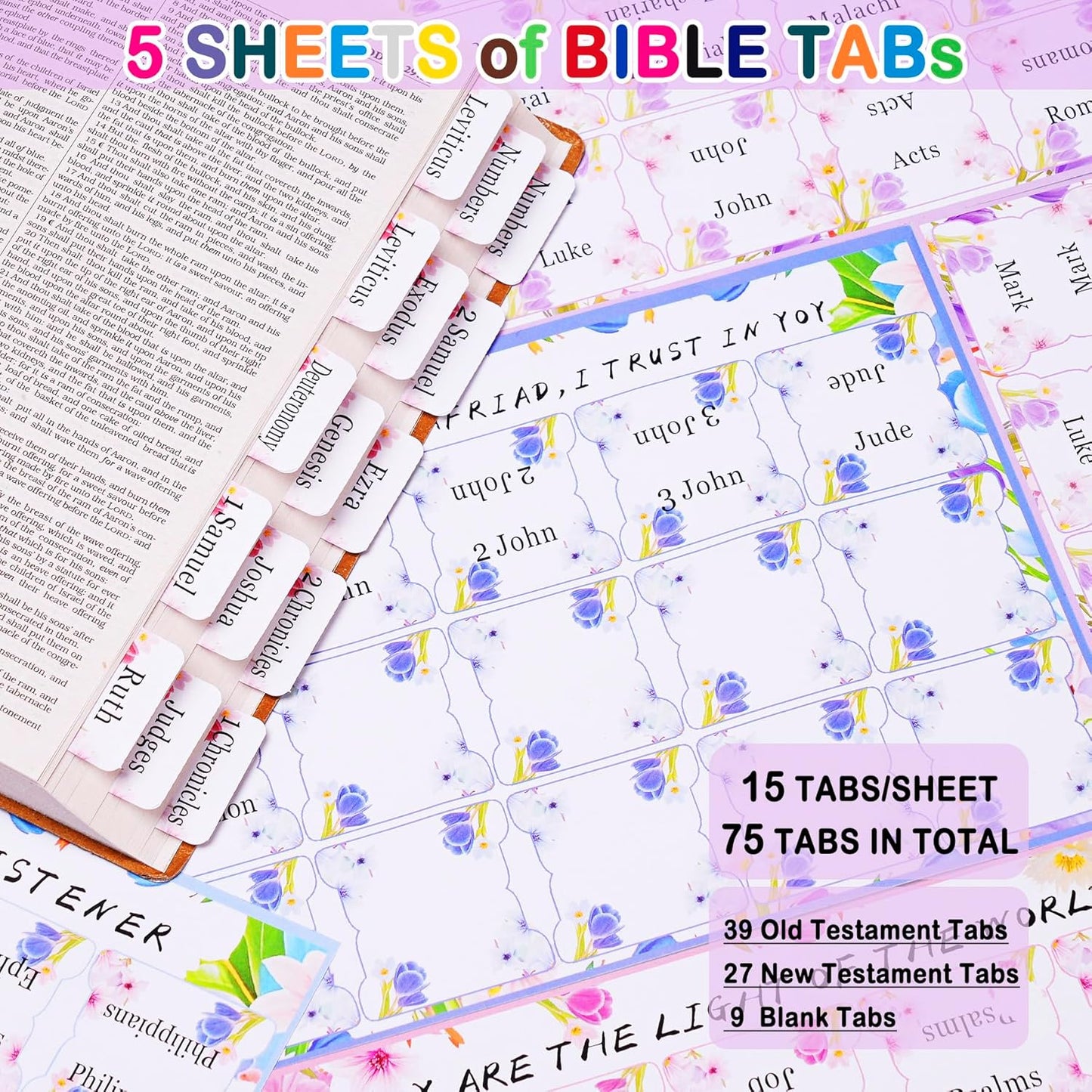 Bible Journaling Supplies for Women - Complete Kit with Pencil Bag, 12 Highlighters For Bibles That Do Not Bleed,16 Pens, 75 Tabs, A5 Notebook - Christian/Catholic Gifts, Pink with Daisies