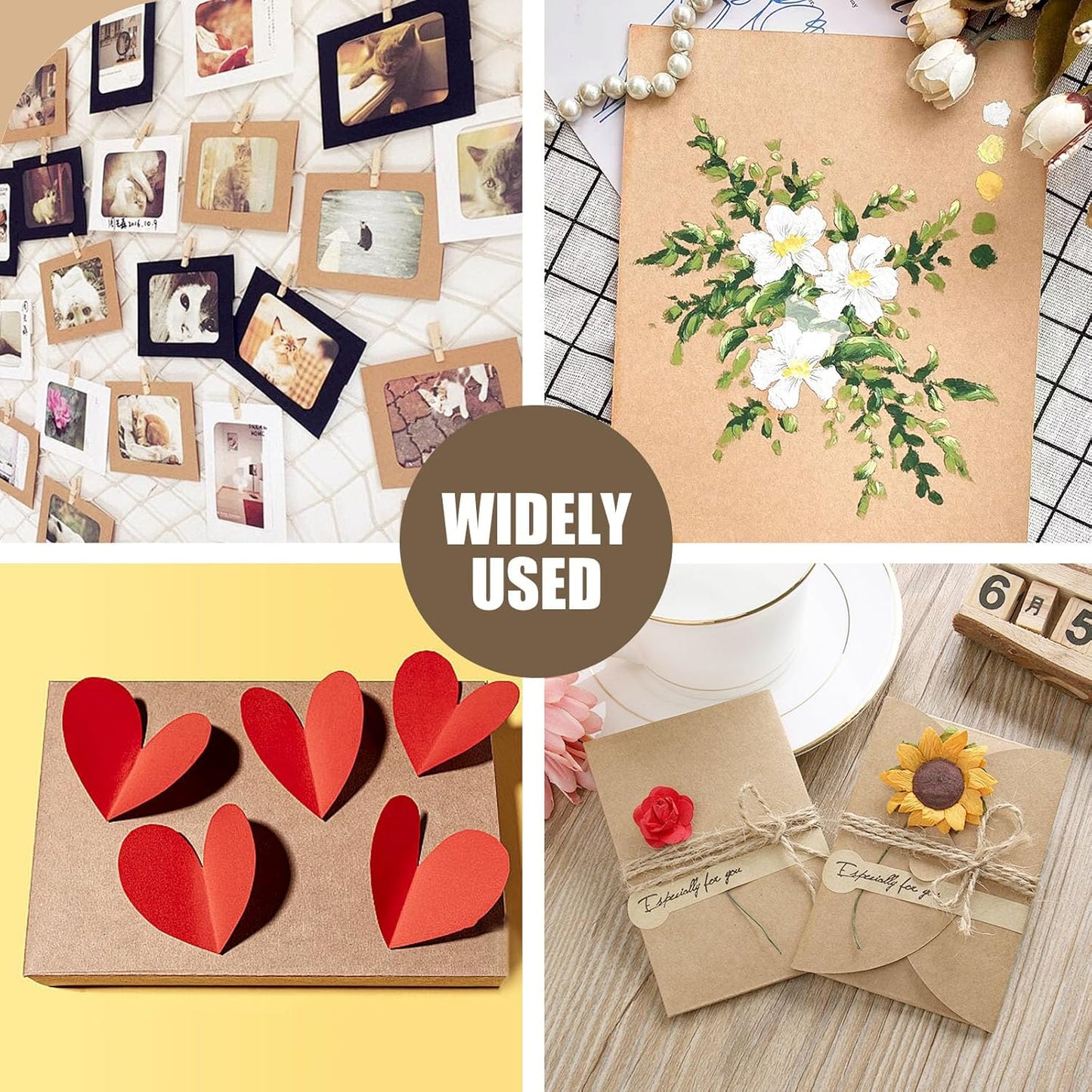 BigOtters 100 Sheets Kraft Paper Brown Cardstock, 65lb/ 180gsm Kraft Card Stock Paper, Back to School Supplies, 8.5 x 11 Inches