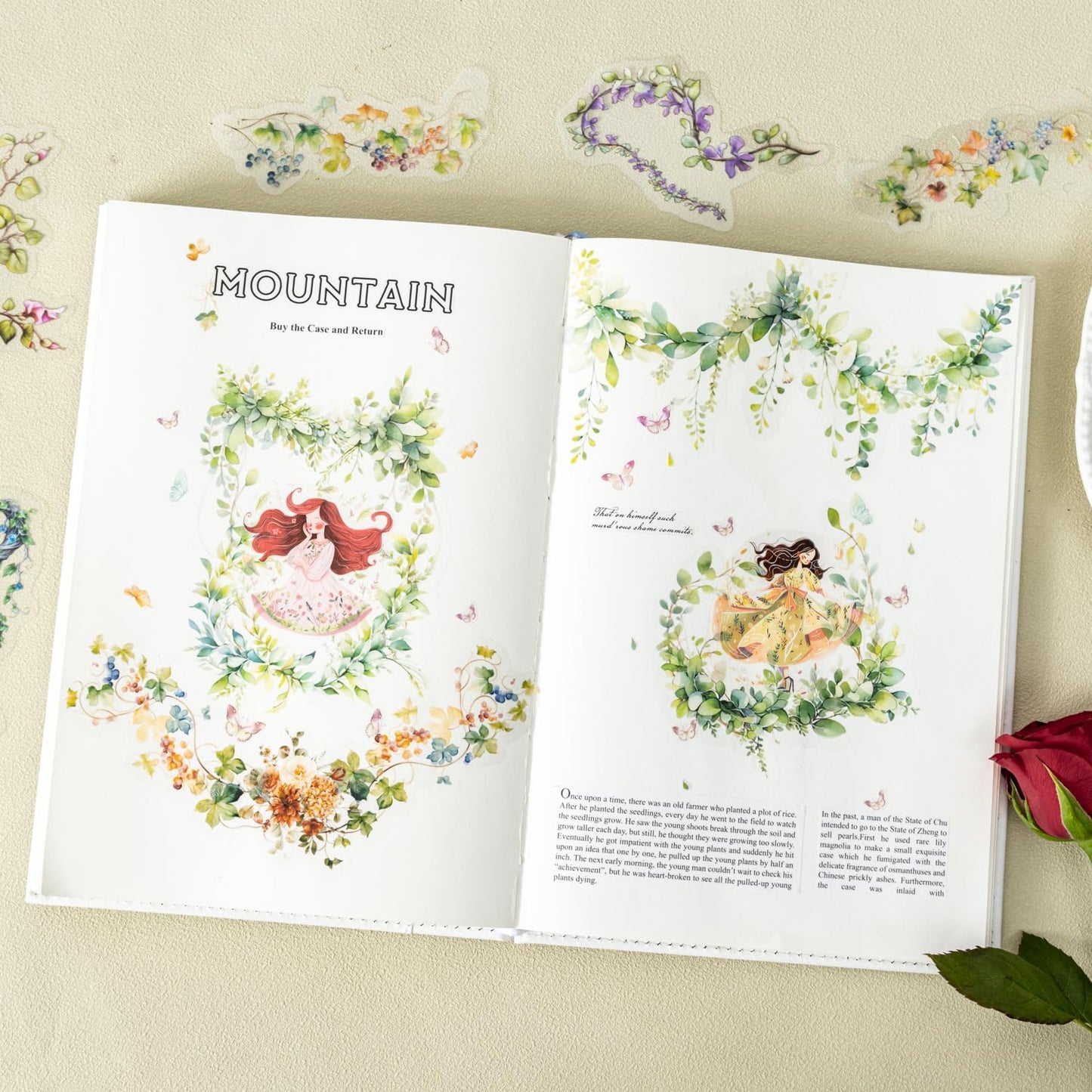 Floral Vine PET Stickers, 120 Pcs Large Botanical Ephemera for Scrapbooking, Journaling, DIY Crafting, and Art Supplies