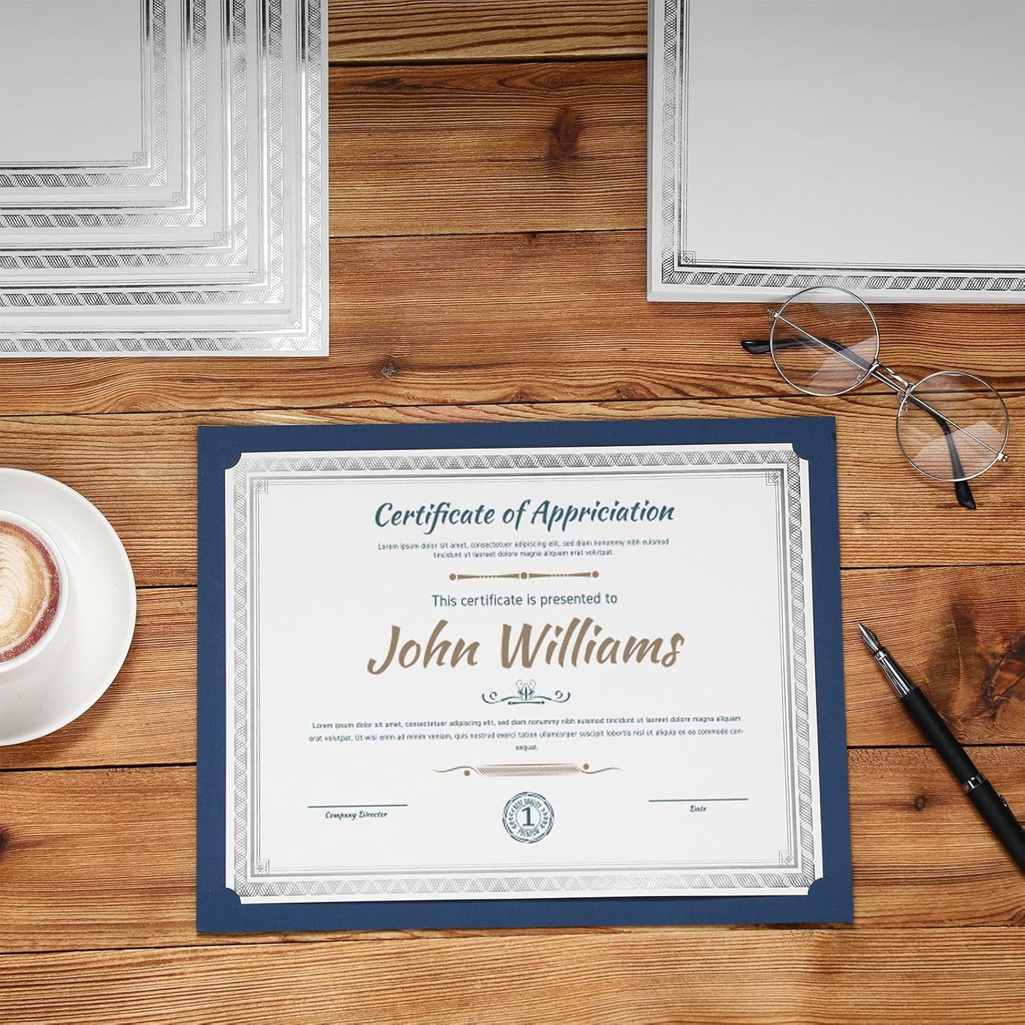 150 Sheets Certificate Paper 8.5 x 11 for Printing Blank Award Certificate for Graduation Diploma Achievement Participation Award Document(Silver)